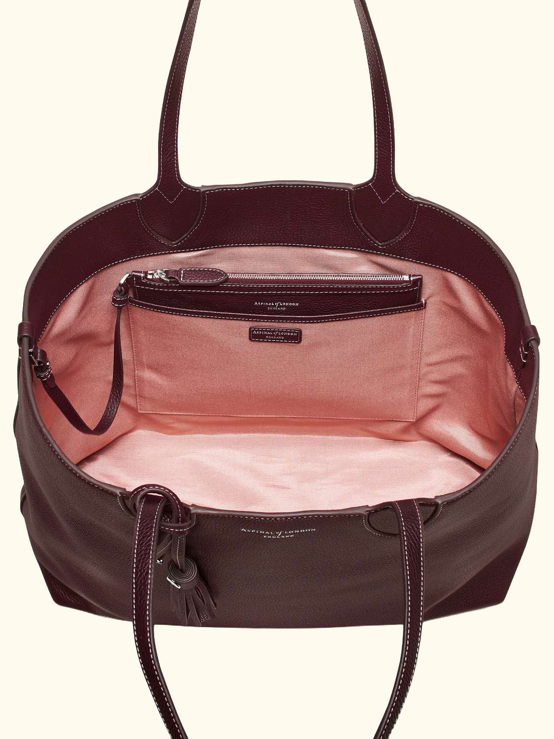 Hudson Small Grain Milled Pebble Leather Oversized Tote Bag