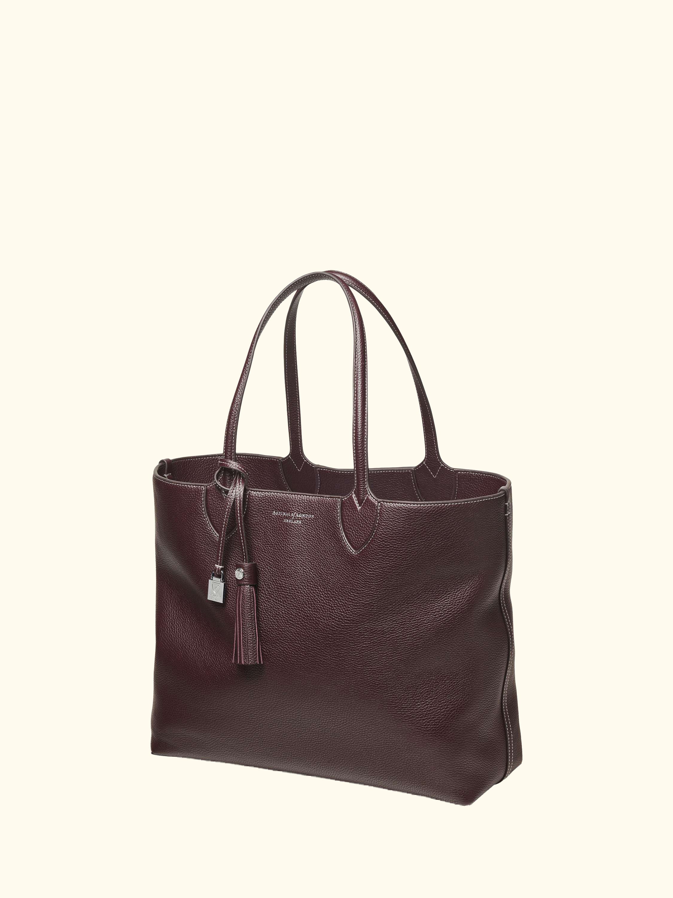 Hudson Small Grain Milled Pebble Leather Oversized Tote Bag
