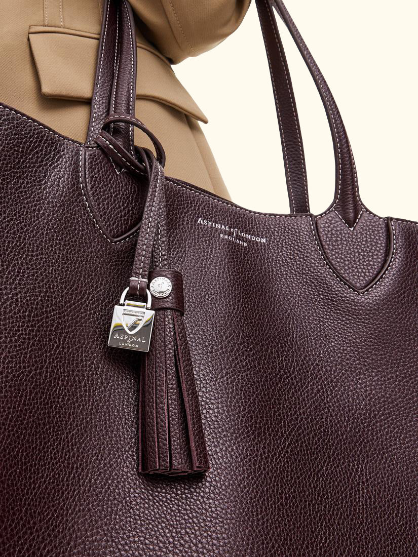 Hudson Small Grain Milled Pebble Leather Oversized Tote Bag