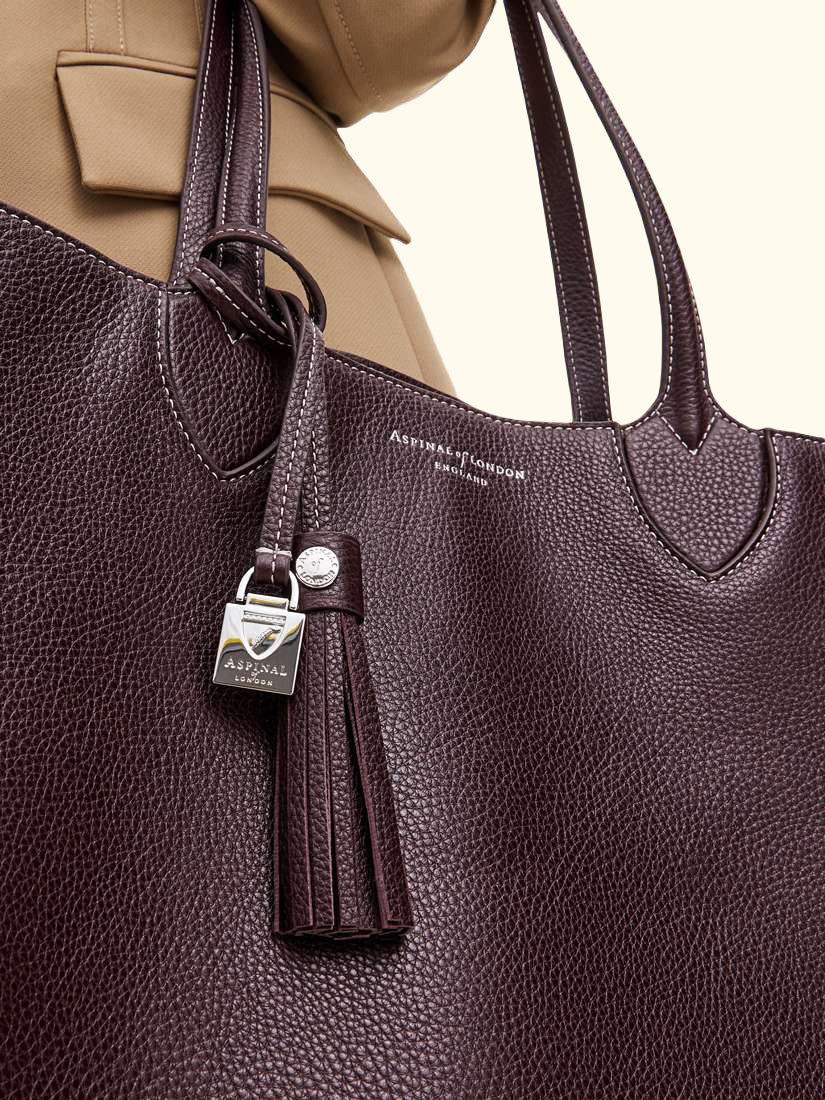 Hudson Small Grain Milled Pebble Leather Oversized Tote Bag