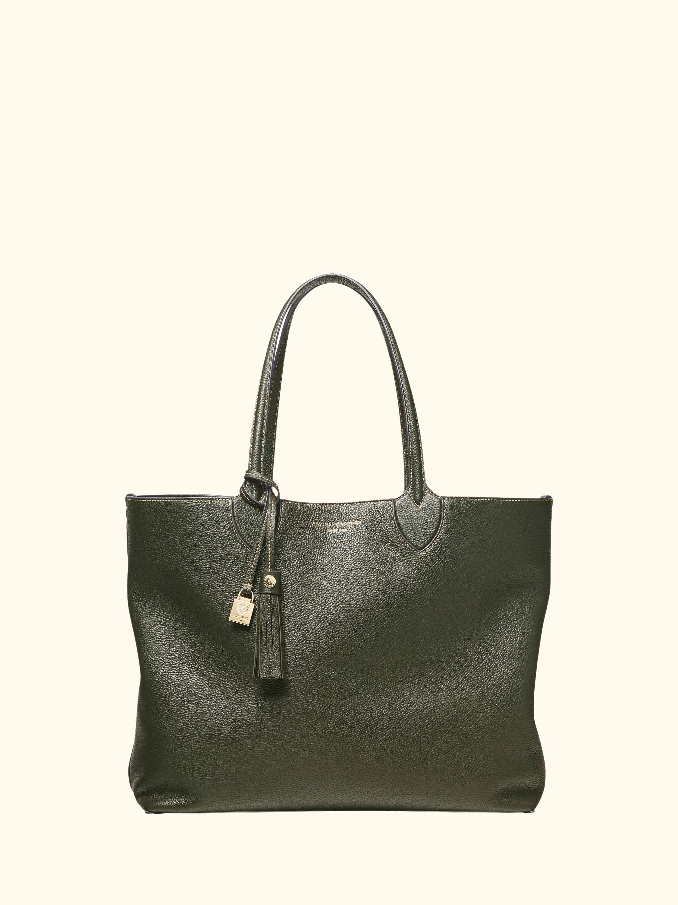 Hudson Small Grain Milled Pebble Leather Oversized Tote Bag