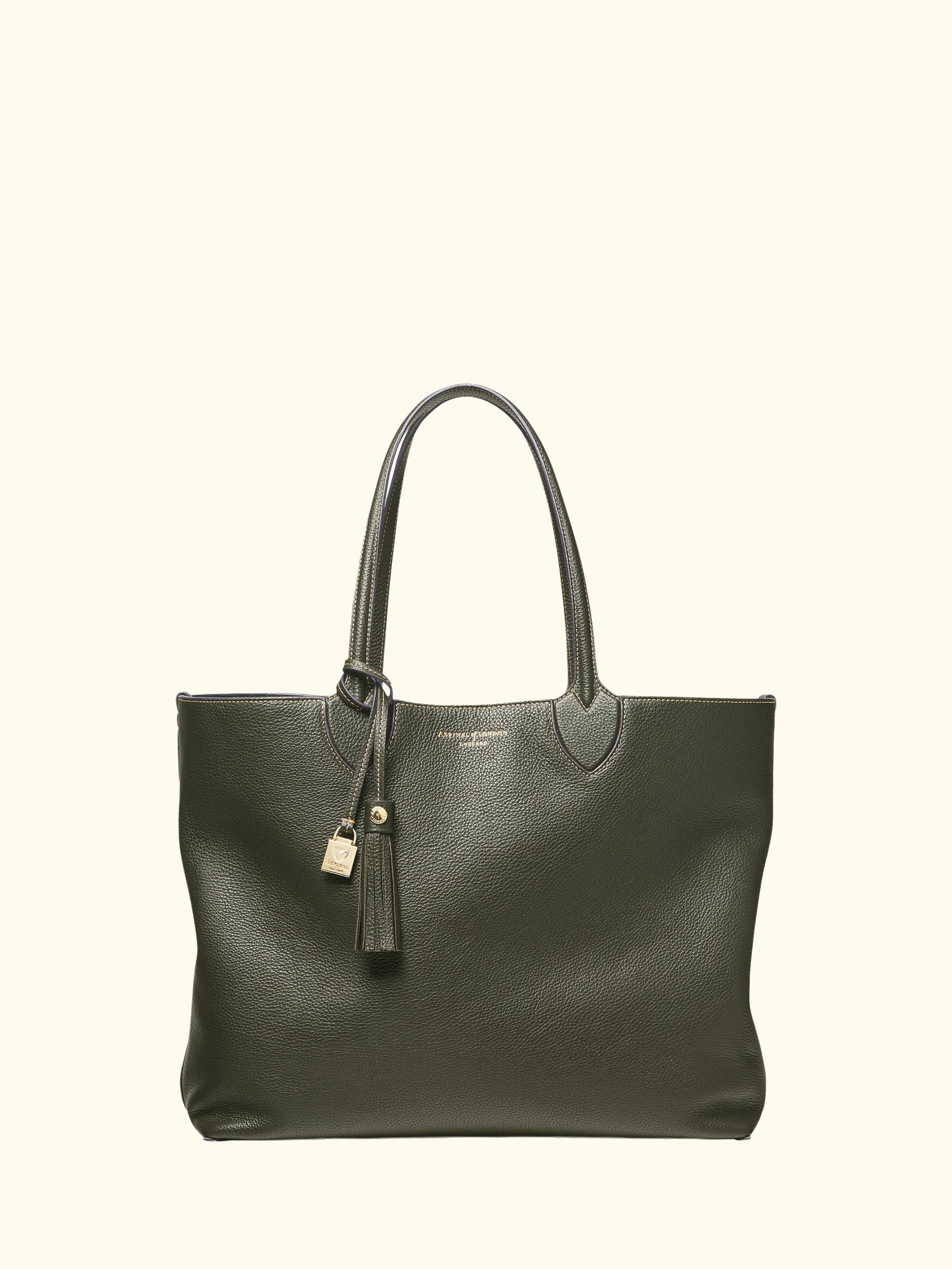 Hudson Small Grain Milled Pebble Leather Oversized Tote Bag