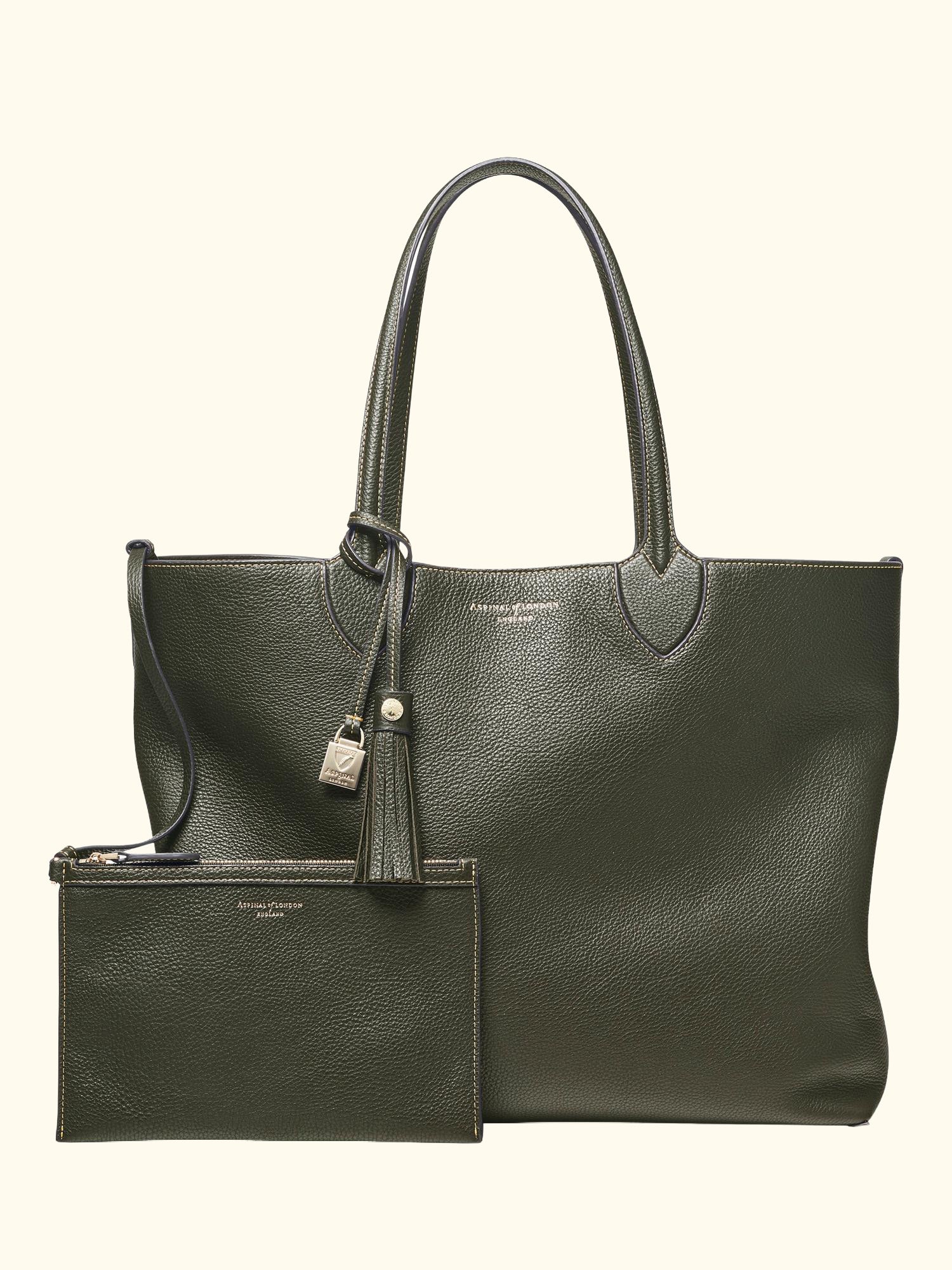 Hudson Small Grain Milled Pebble Leather Oversized Tote Bag
