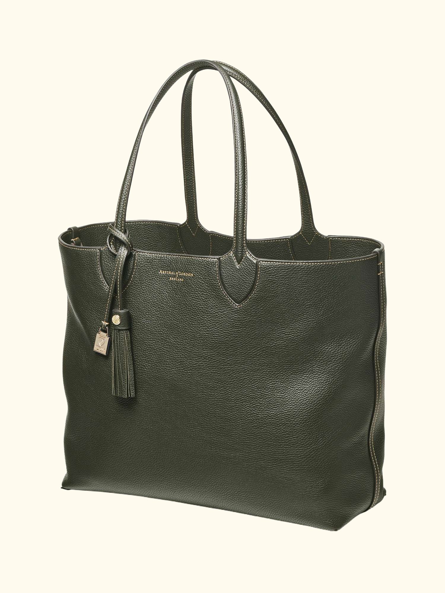 Hudson Small Grain Milled Pebble Leather Oversized Tote Bag