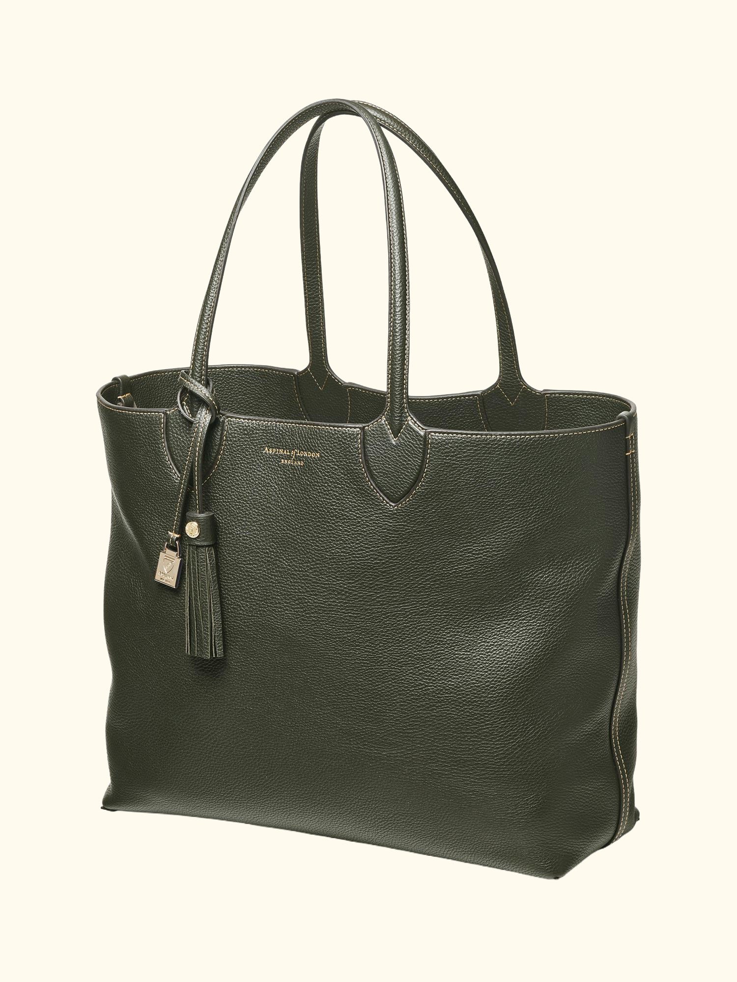Hudson Small Grain Milled Pebble Leather Oversized Tote Bag