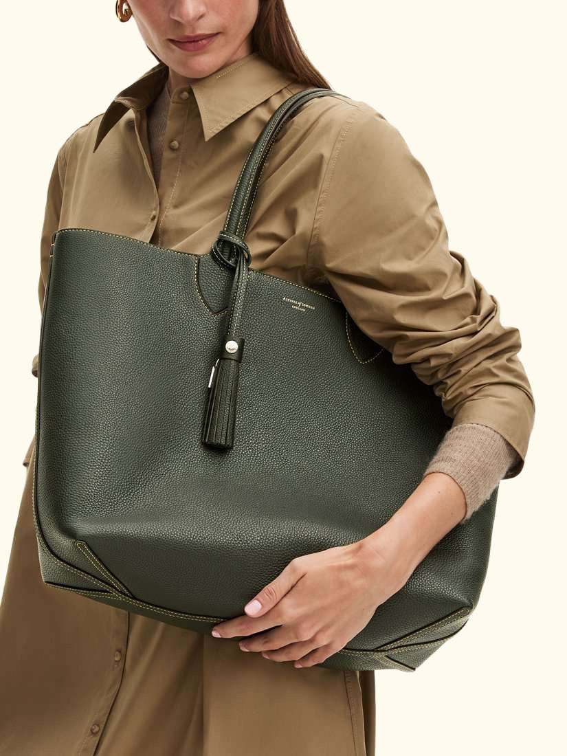 Hudson Small Grain Milled Pebble Leather Oversized Tote Bag