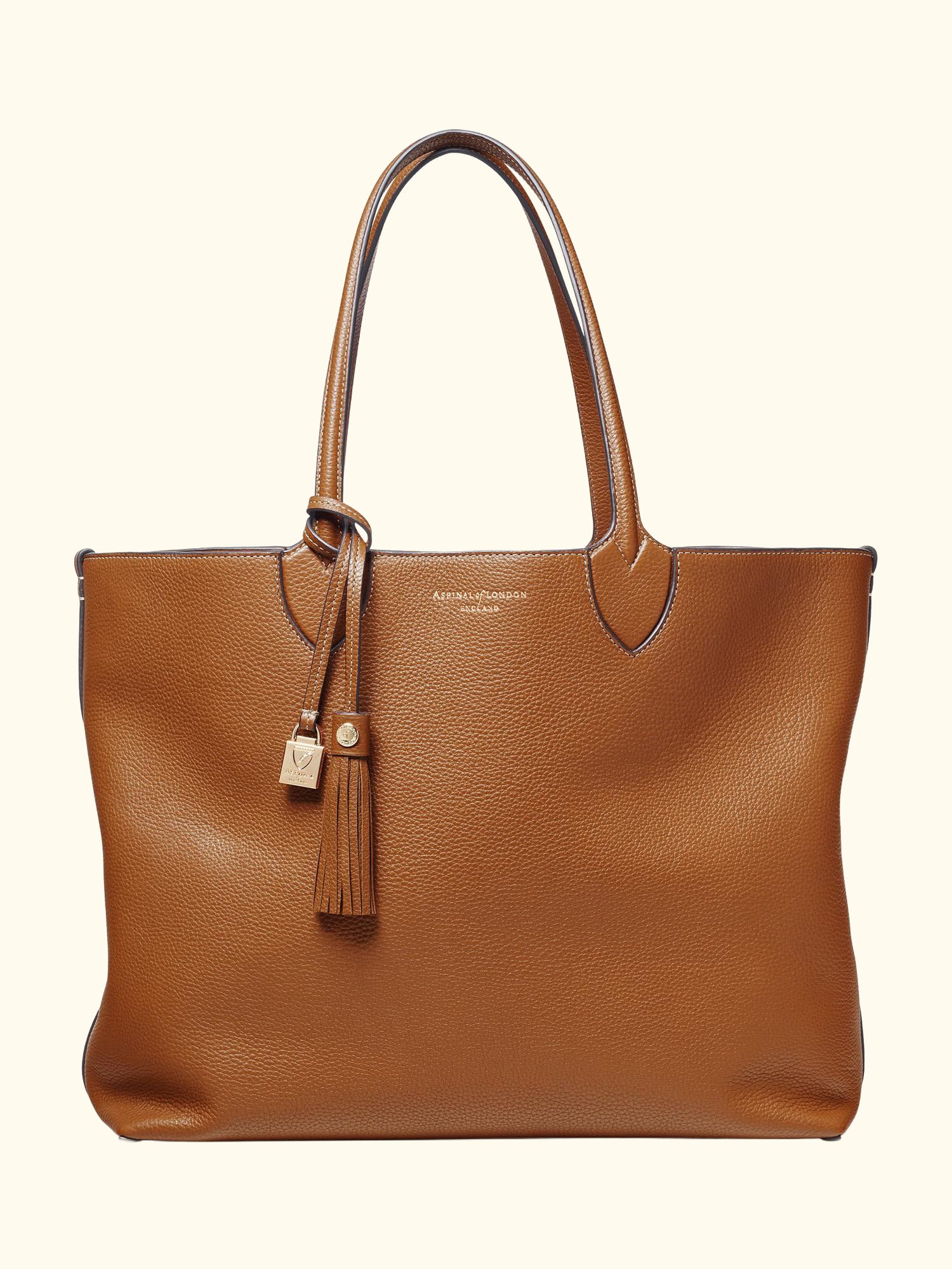 Hudson Small Grain Milled Pebble Leather Oversized Tote Bag