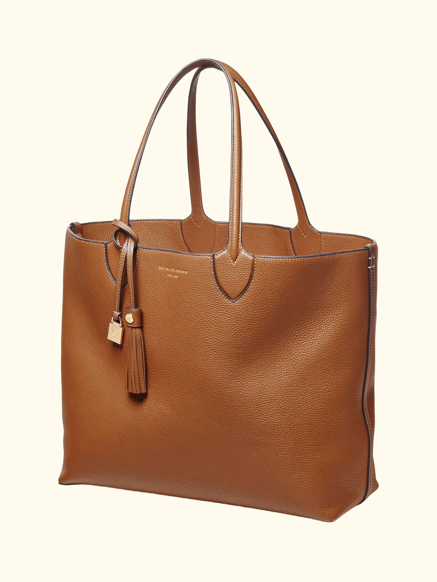 Hudson Small Grain Milled Pebble Leather Oversized Tote Bag