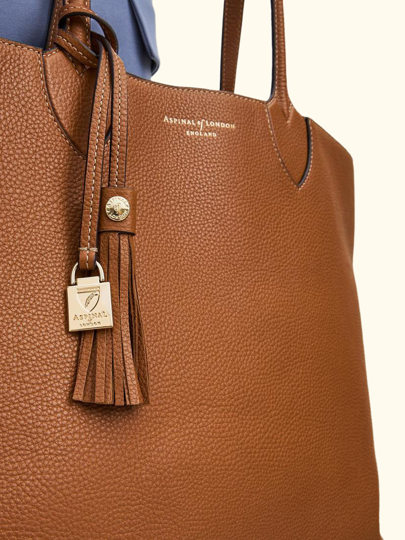 Hudson Small Grain Milled Pebble Leather Oversized Tote Bag