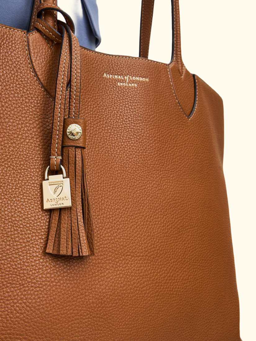 Hudson Small Grain Milled Pebble Leather Oversized Tote Bag