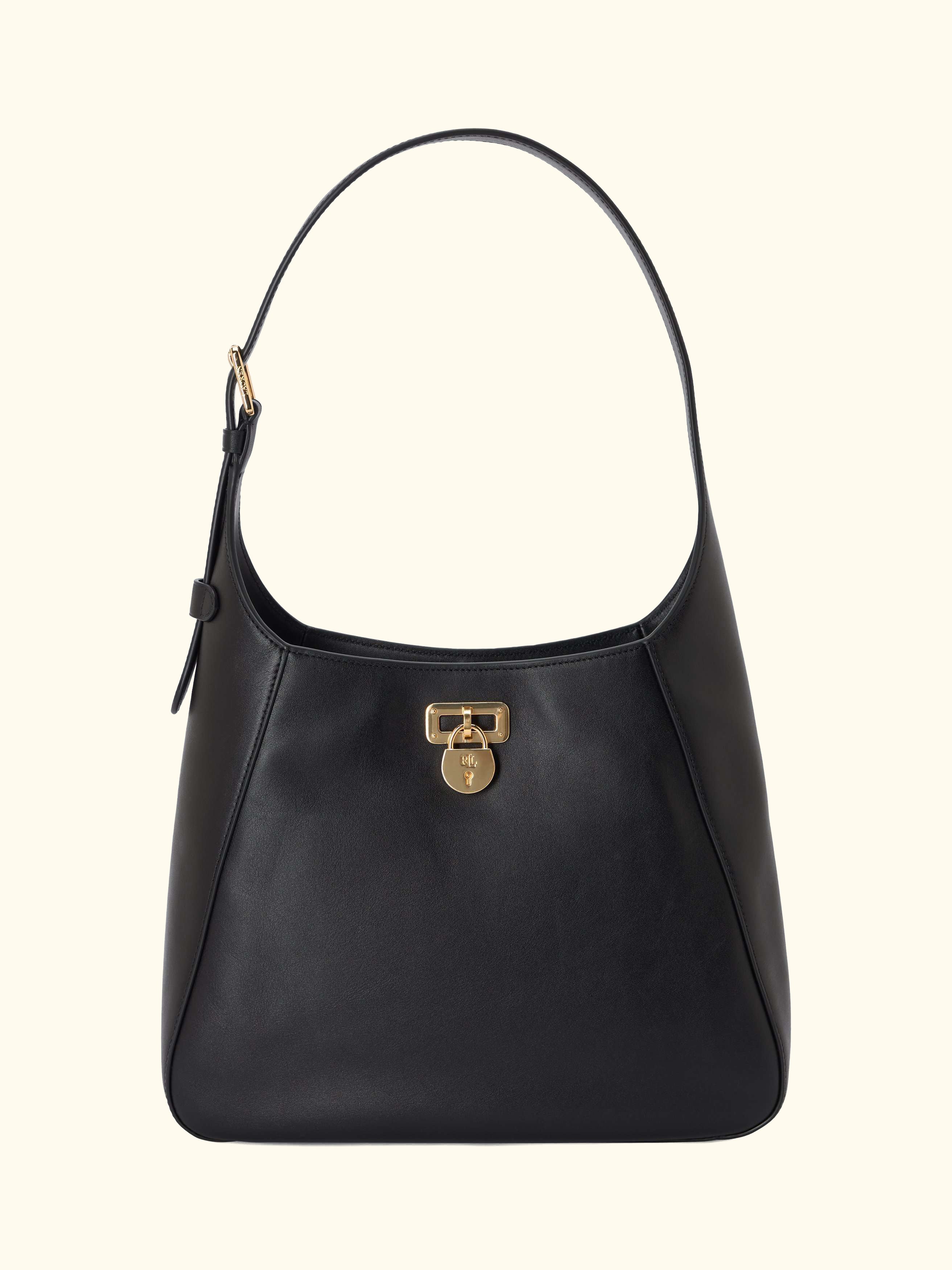 Lauren Ralph Lauren Tanner Leather Large Shoulder Bag, Black