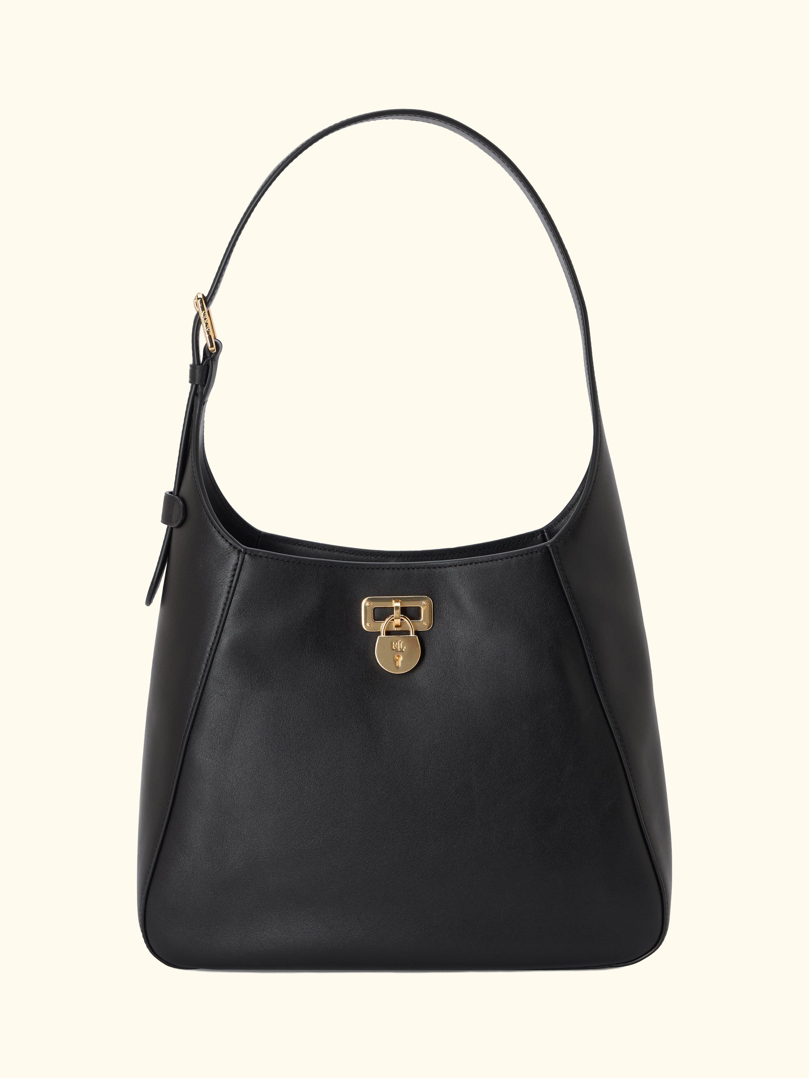 Lauren Ralph Lauren Tanner Leather Large Shoulder Bag, Black