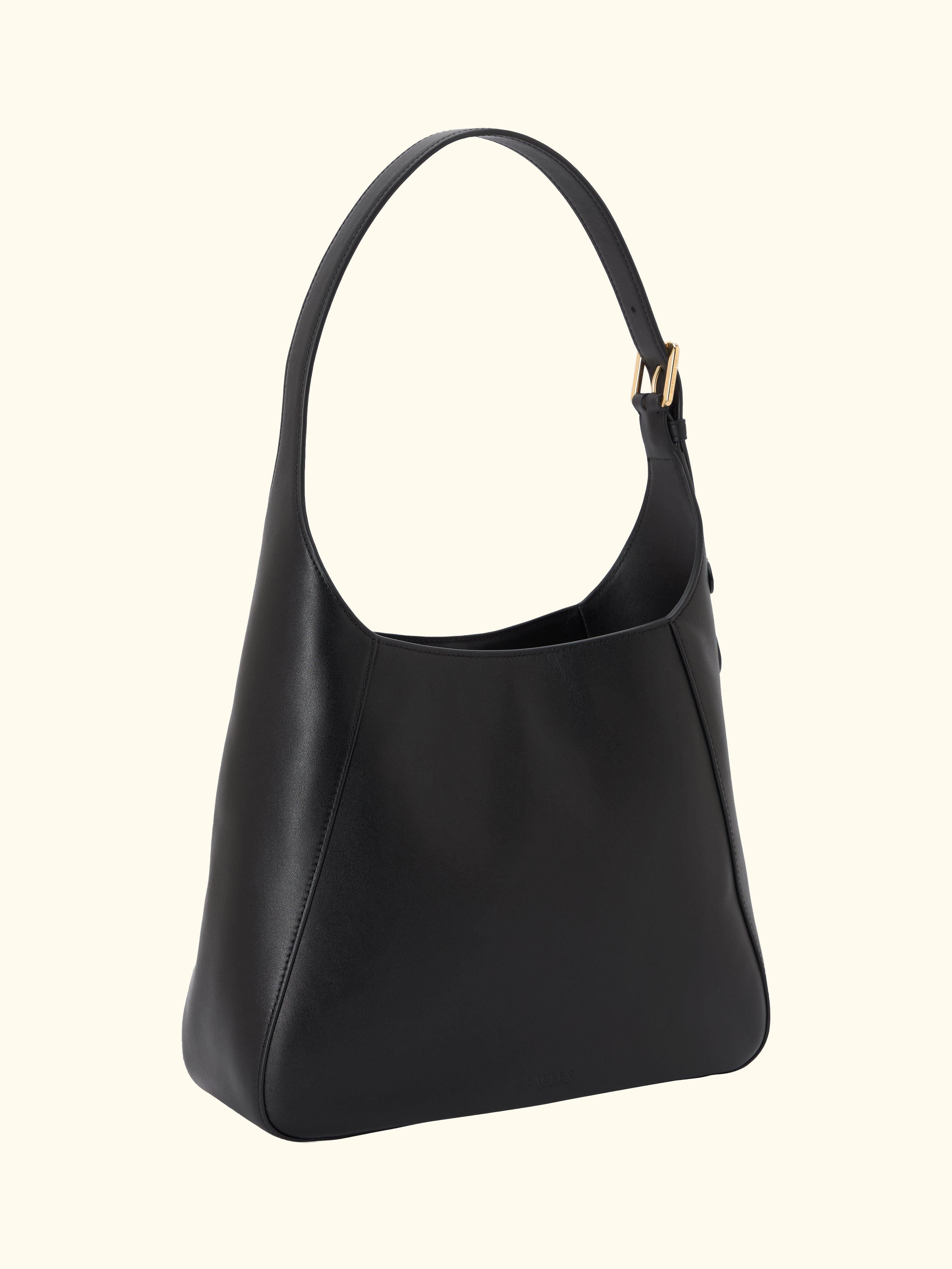 Lauren Ralph Lauren Tanner Leather Large Shoulder Bag, Black