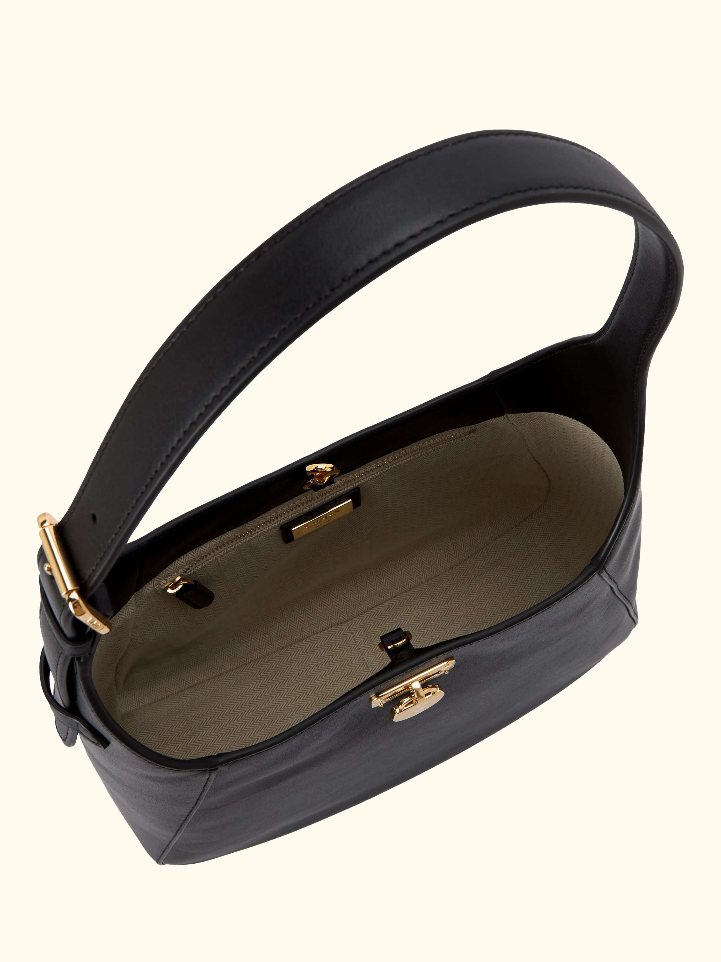 Lauren Ralph Lauren Tanner Leather Large Shoulder Bag, Black
