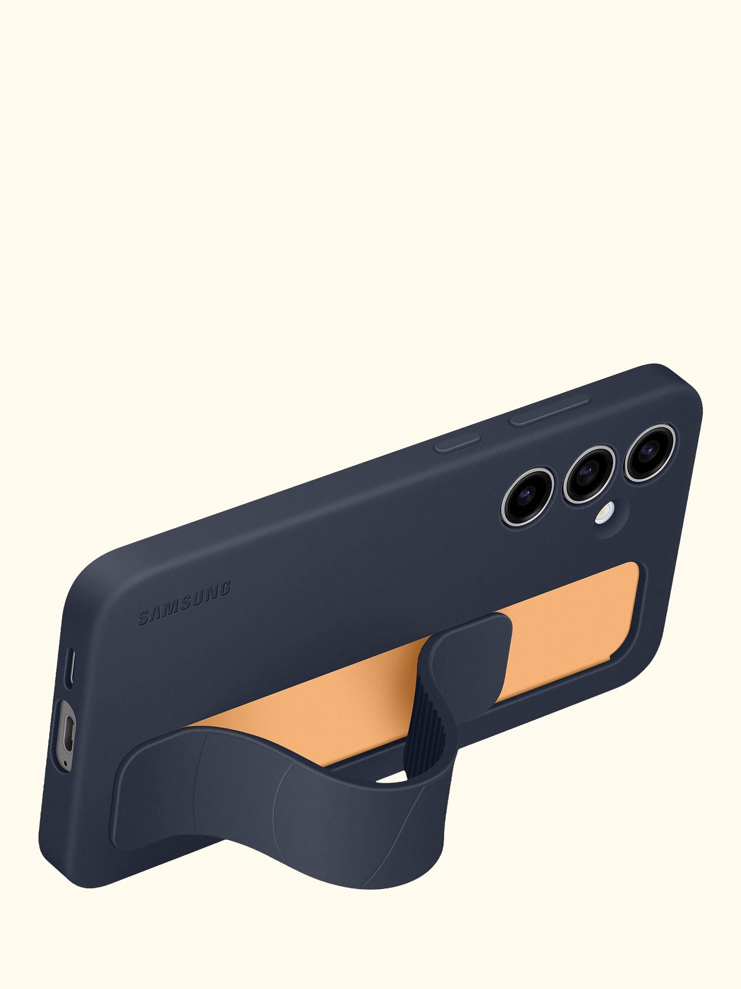 Silicone Grip Case with Stand for Galaxy S24 FE, Blue/Black