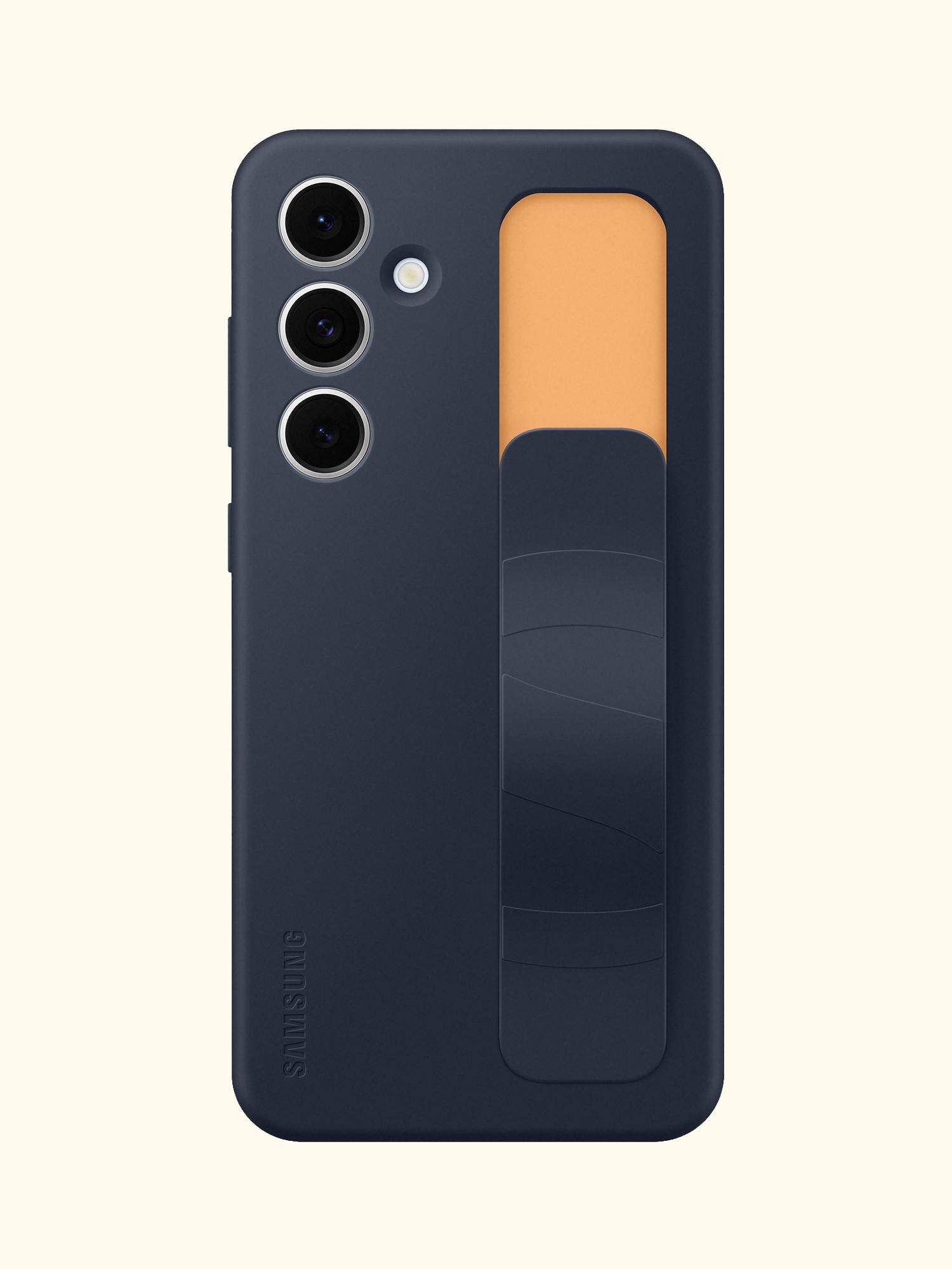 Silicone Grip Case with Stand for Galaxy S24 FE, Blue/Black