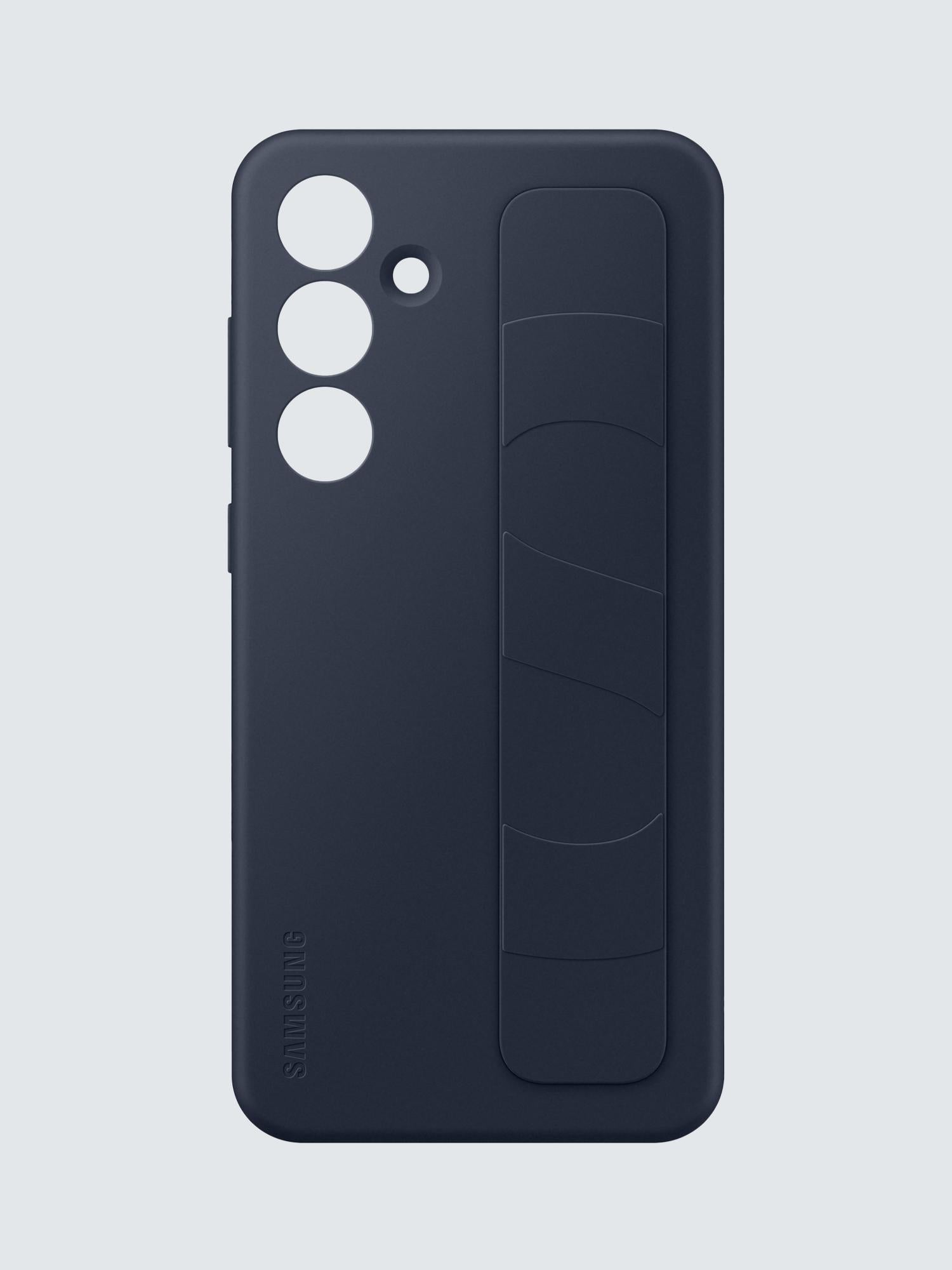 Silicone Grip Case with Stand for Galaxy S24 FE, Blue/Black