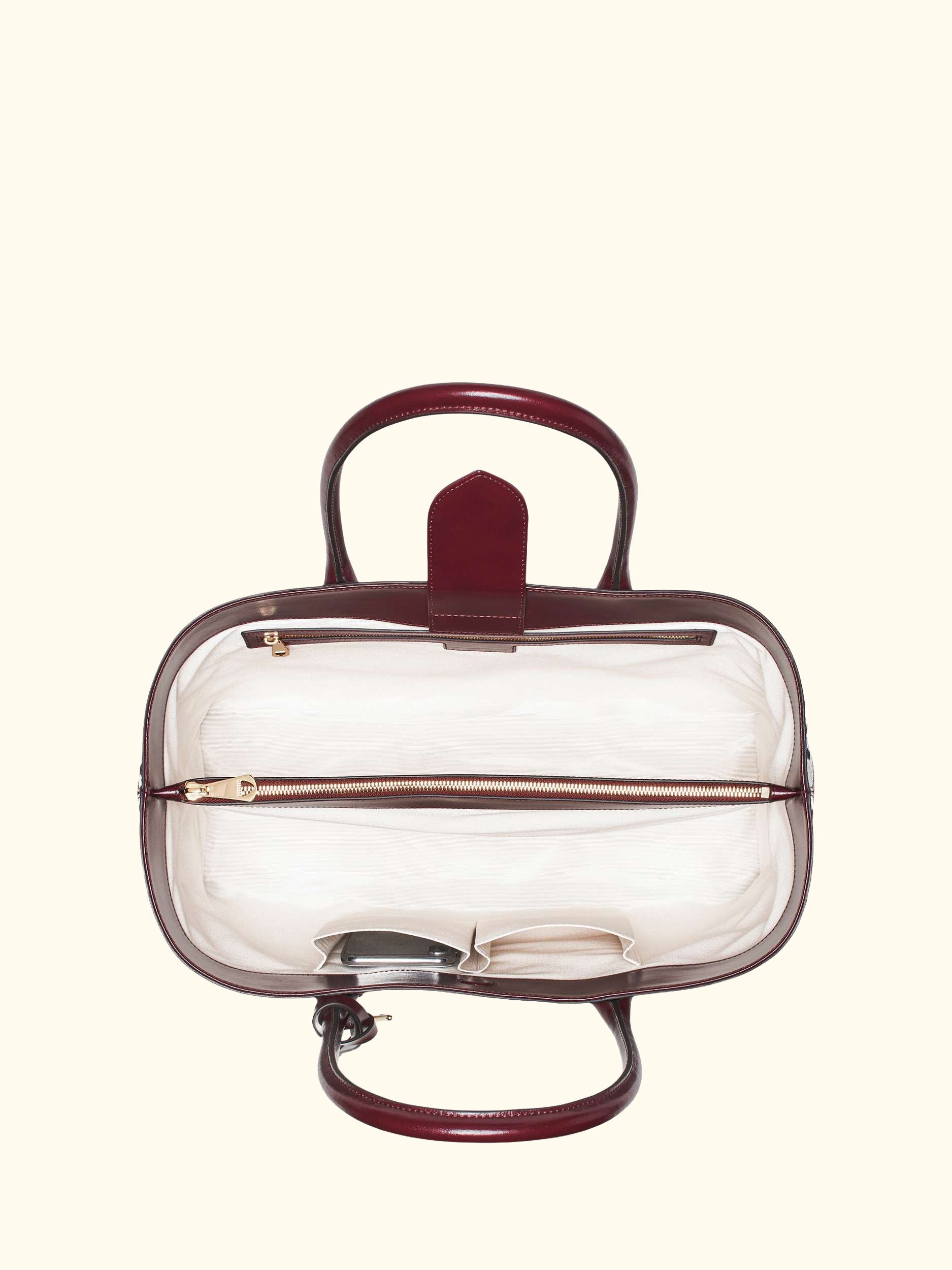 Woven Leather Tote Bag, Burgundy