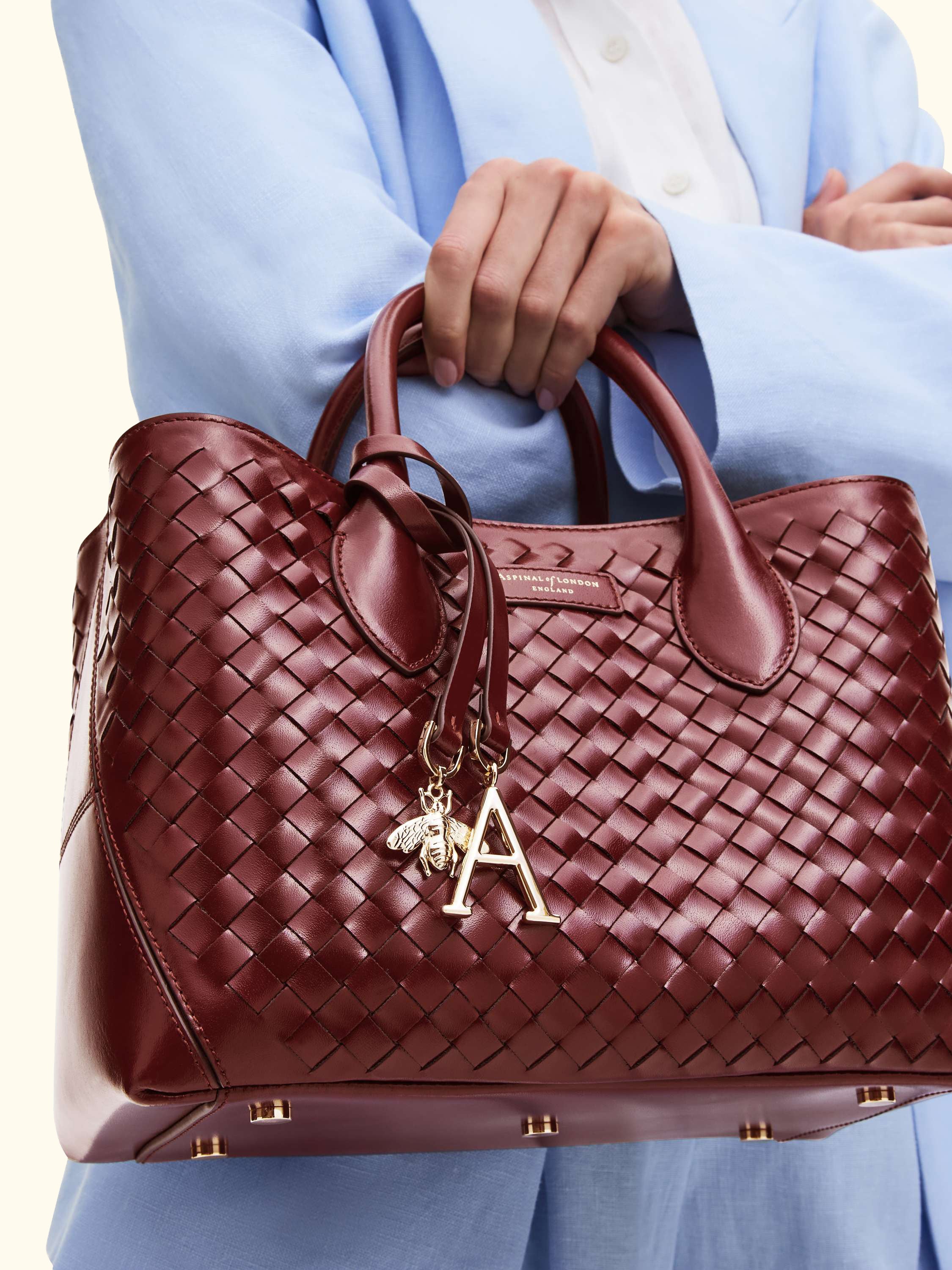 Slot Weave Leather London Midi Tote Bag