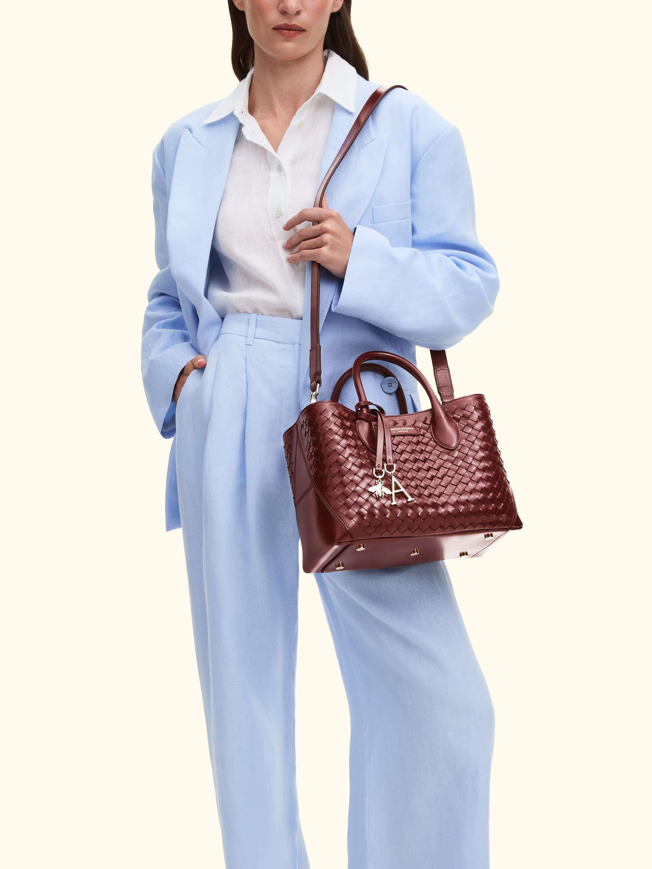 Slot Weave Leather London Midi Tote Bag