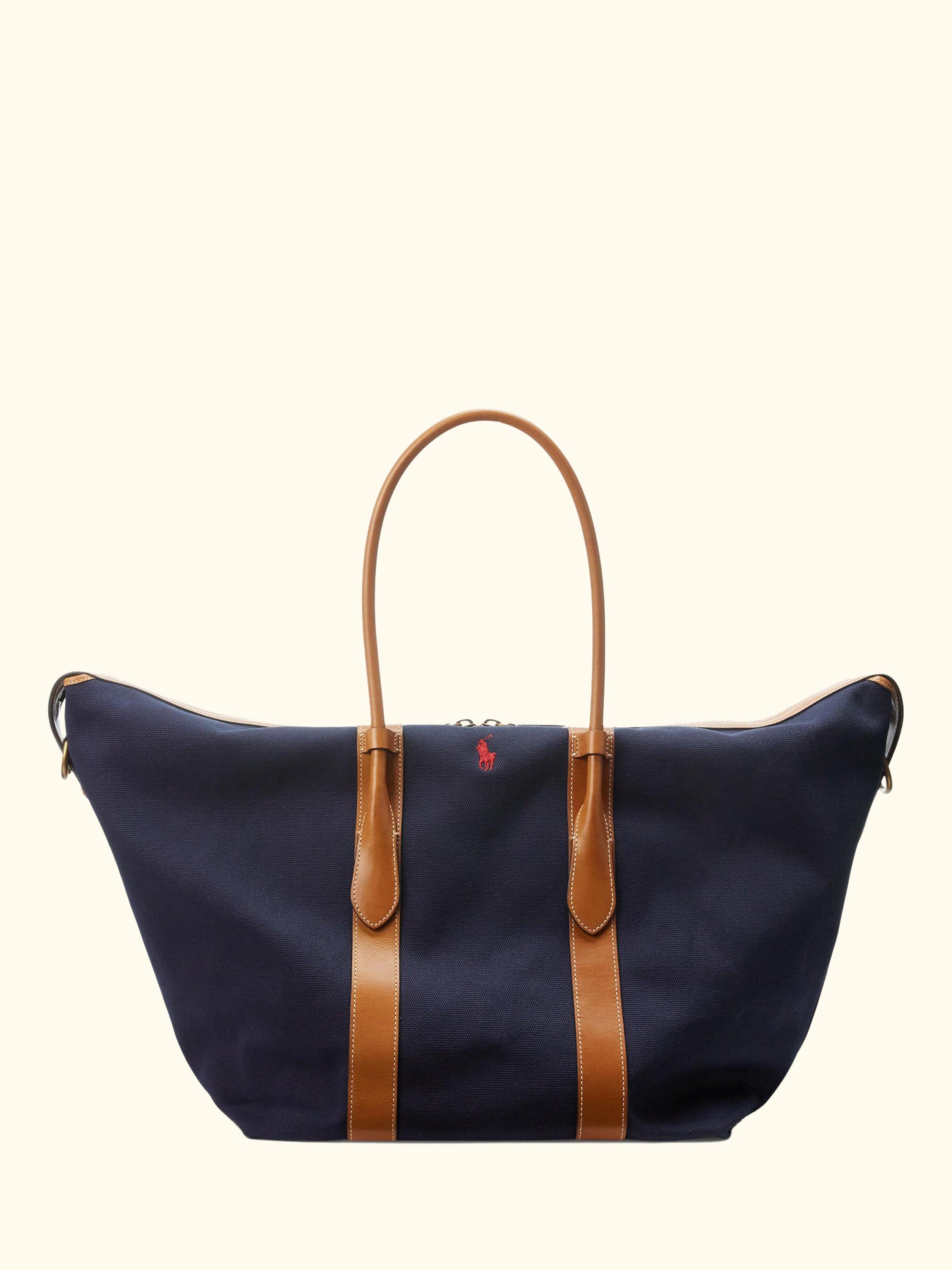 Polo Ralph Lauren XL Tote Bag, Navy/Cuoio