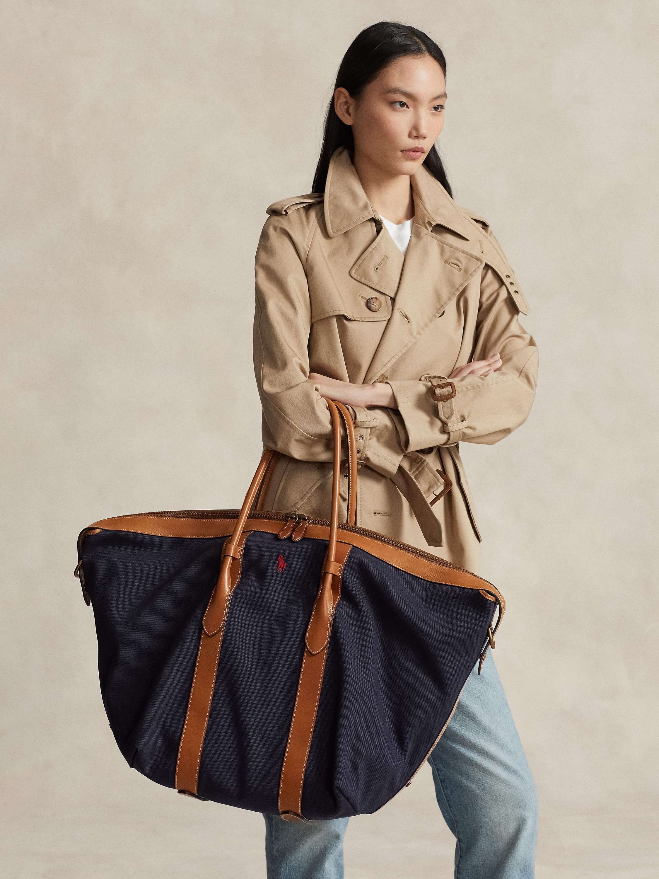 Polo Ralph Lauren XL Tote Bag, Navy/Cuoio