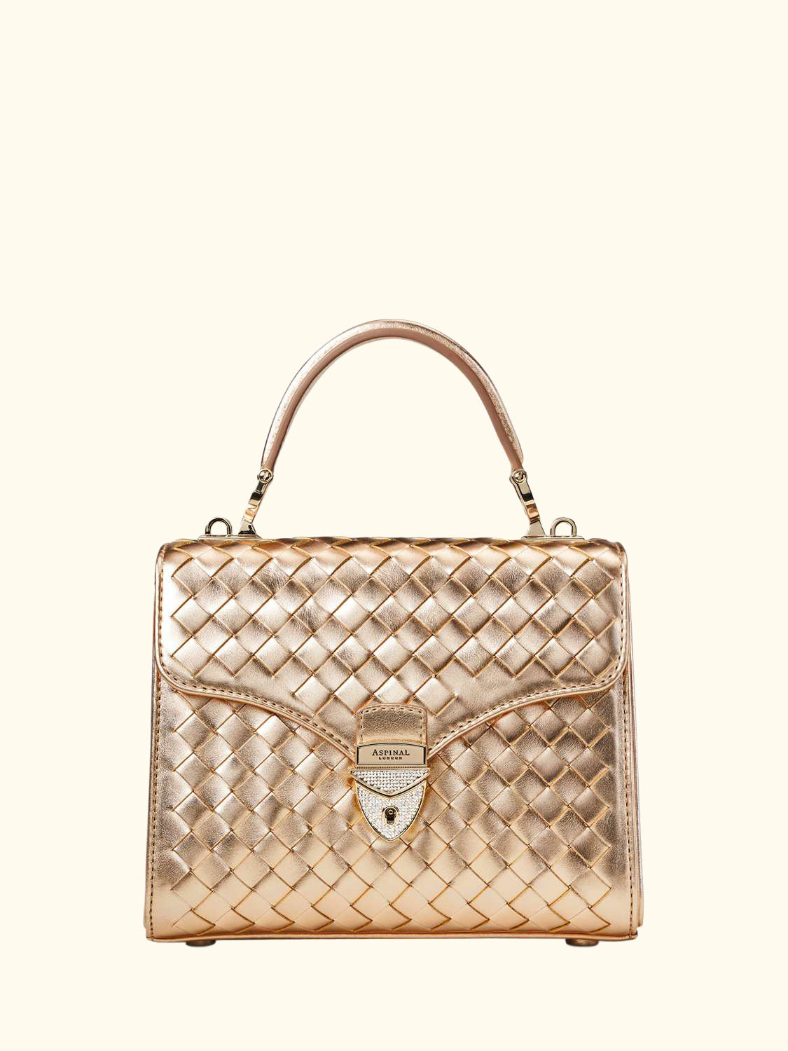 Mayfair Woven Metallic Leather Midi Top Handle Bag