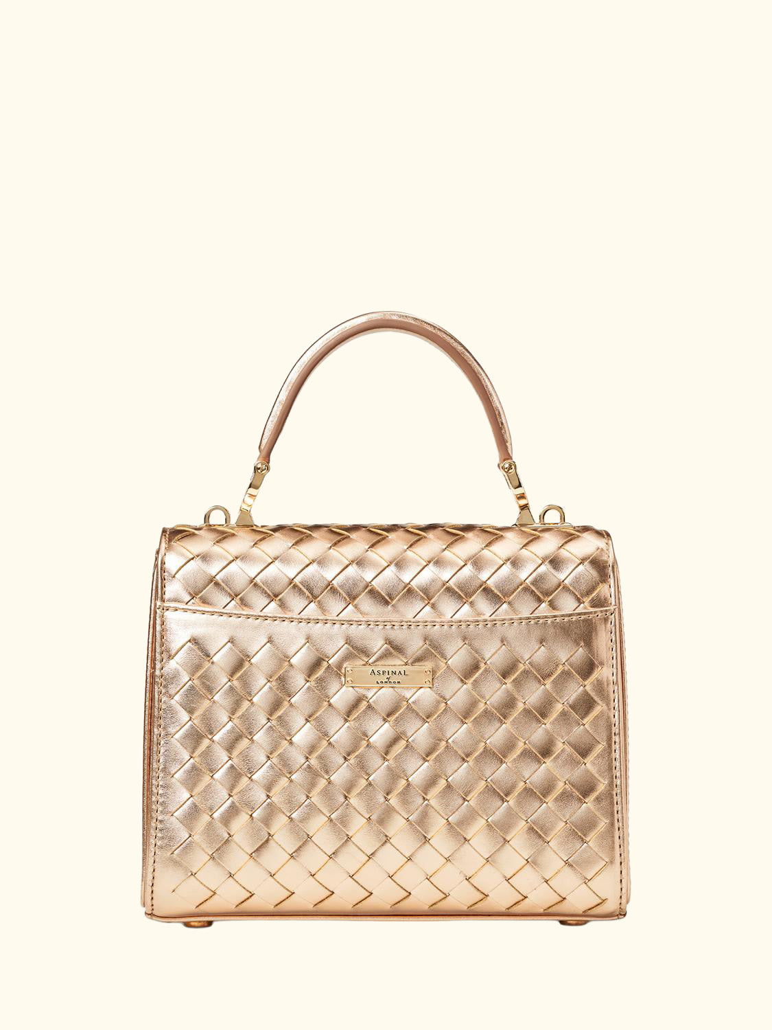 Mayfair Woven Metallic Leather Midi Top Handle Bag
