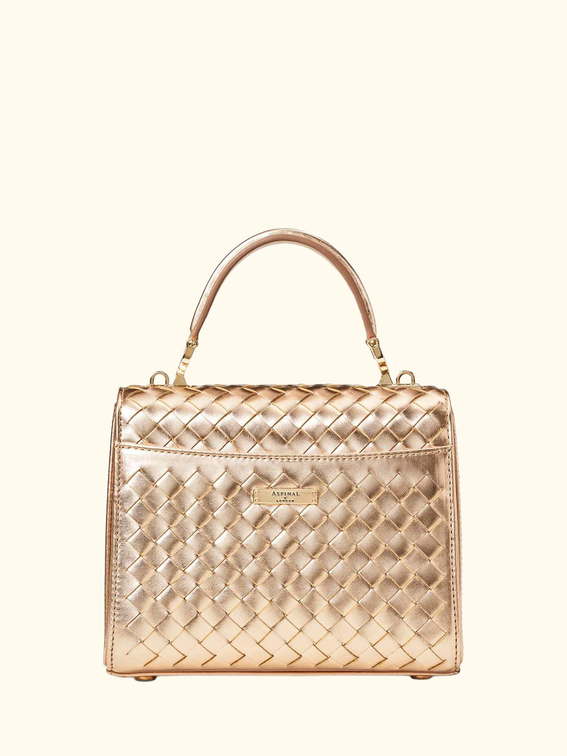 Mayfair Woven Metallic Leather Midi Top Handle Bag