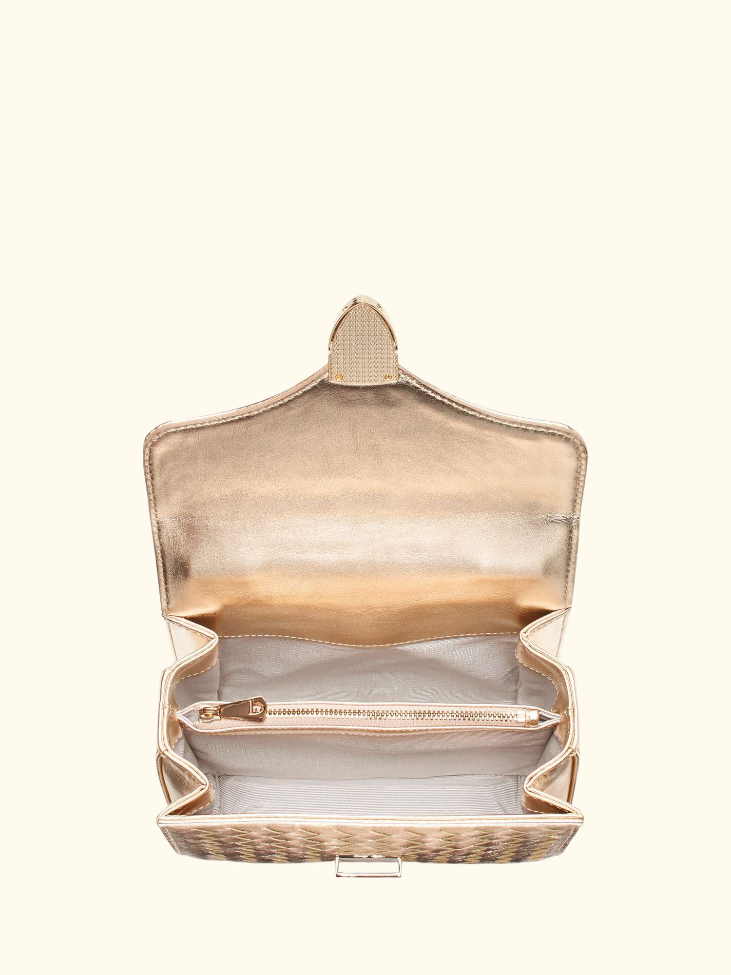 Mayfair Woven Metallic Leather Midi Top Handle Bag