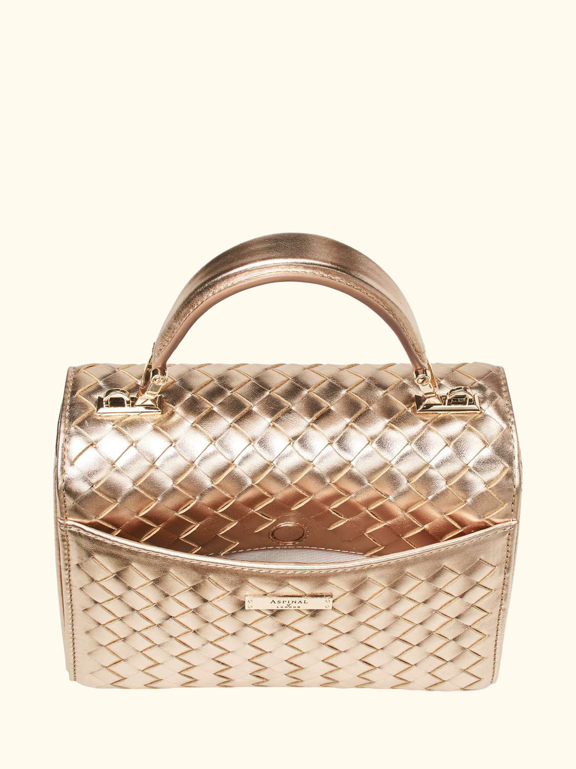 Mayfair Woven Metallic Leather Midi Top Handle Bag