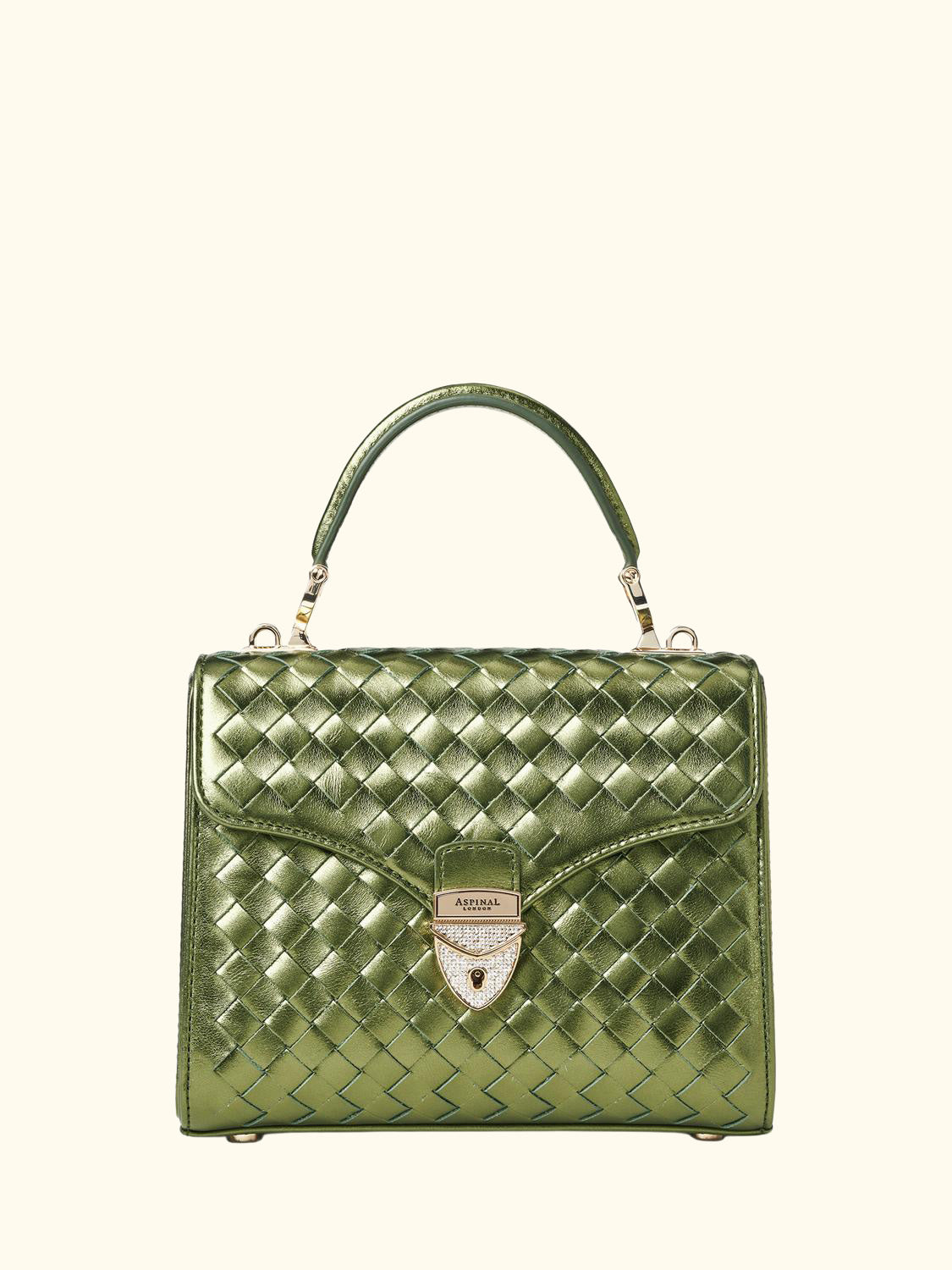 Mayfair Woven Metallic Leather Midi Top Handle Bag