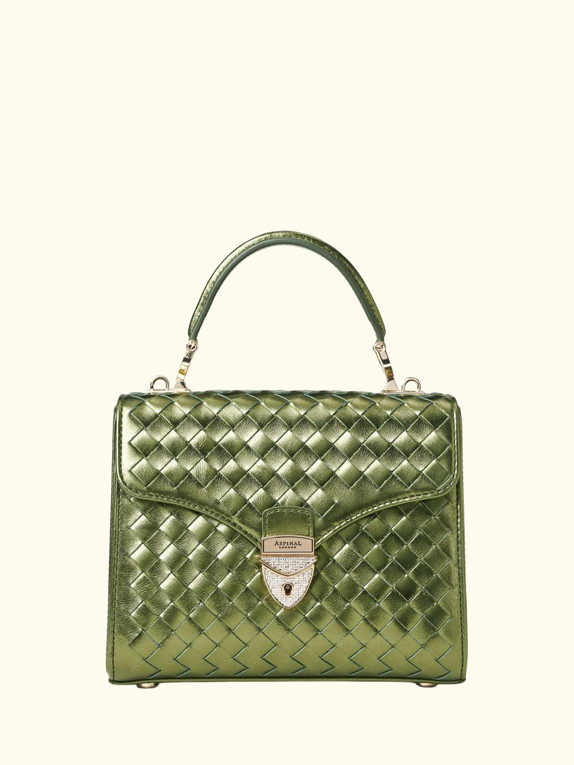 Mayfair Woven Metallic Leather Midi Top Handle Bag