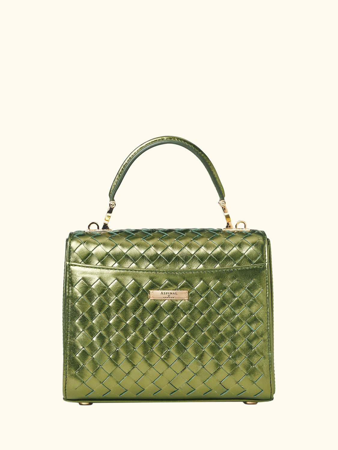 Mayfair Woven Metallic Leather Midi Top Handle Bag