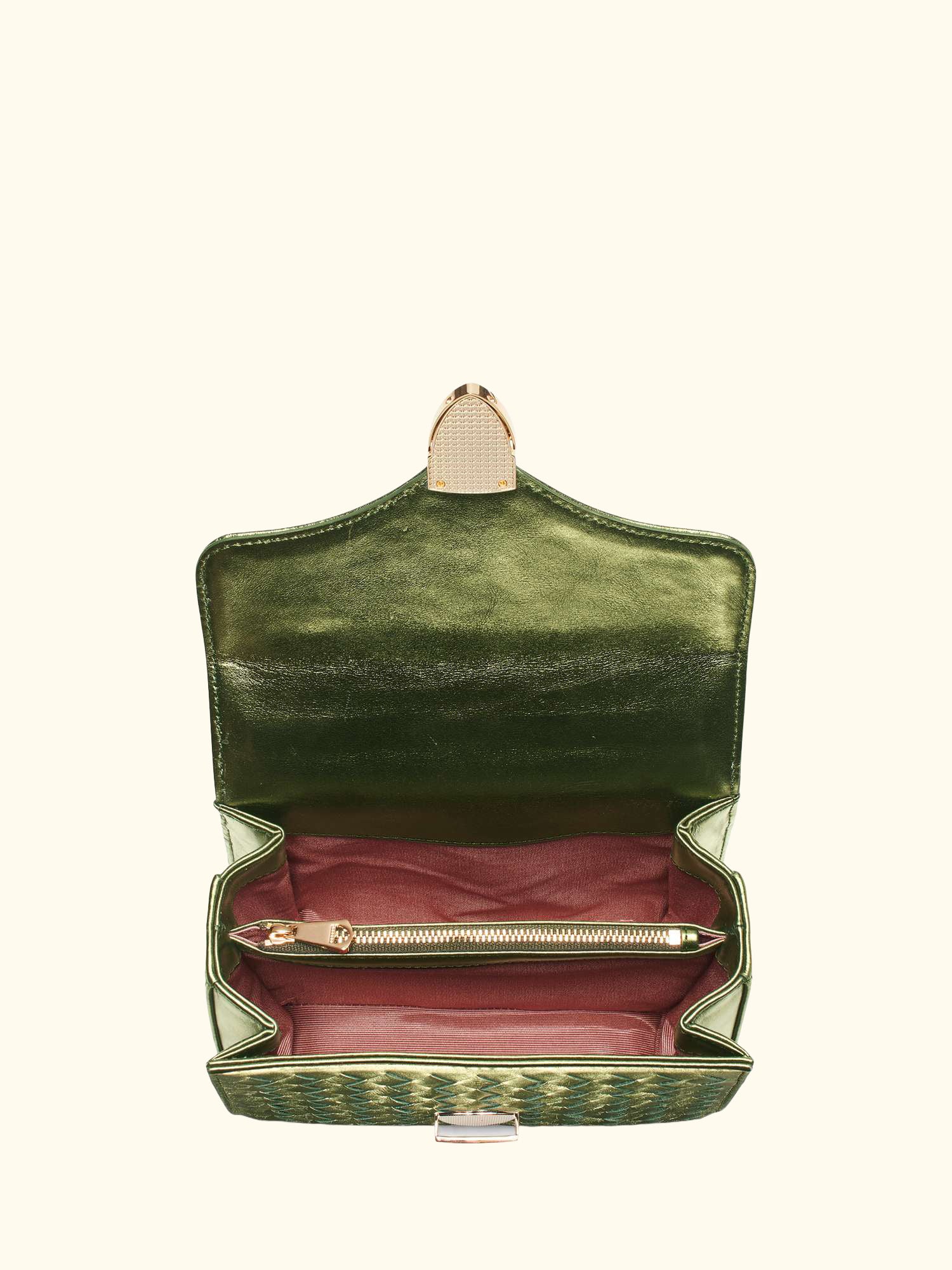 Mayfair Woven Metallic Leather Midi Top Handle Bag