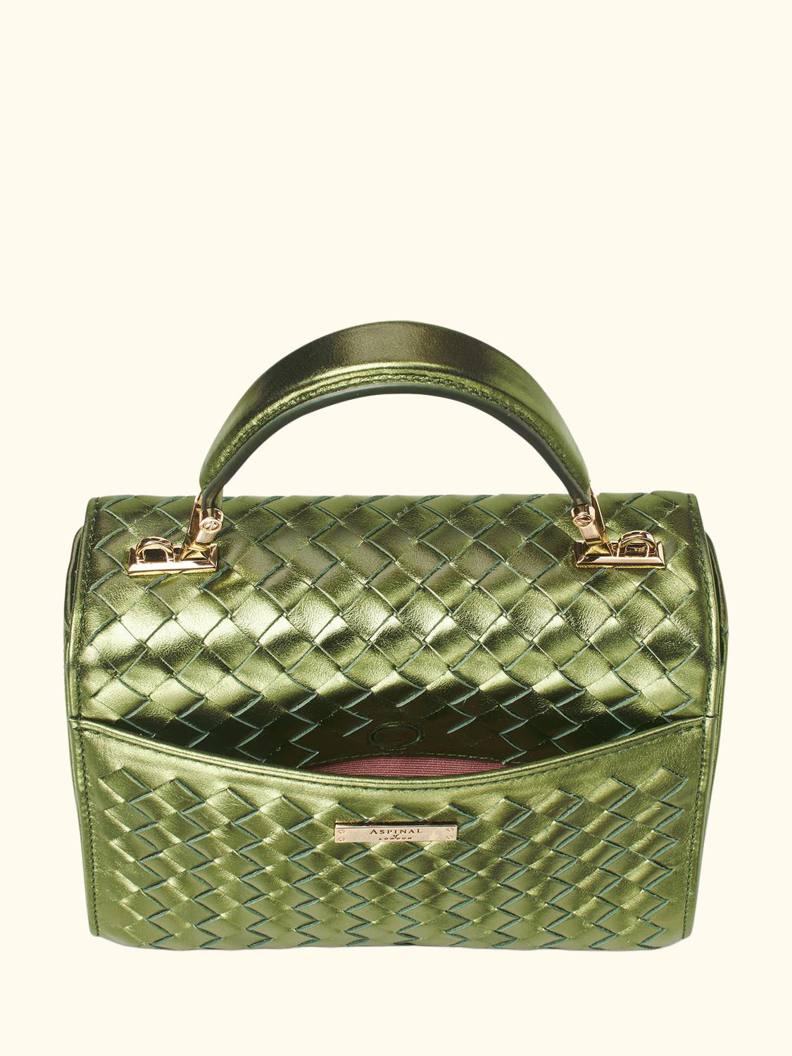 Mayfair Woven Metallic Leather Midi Top Handle Bag