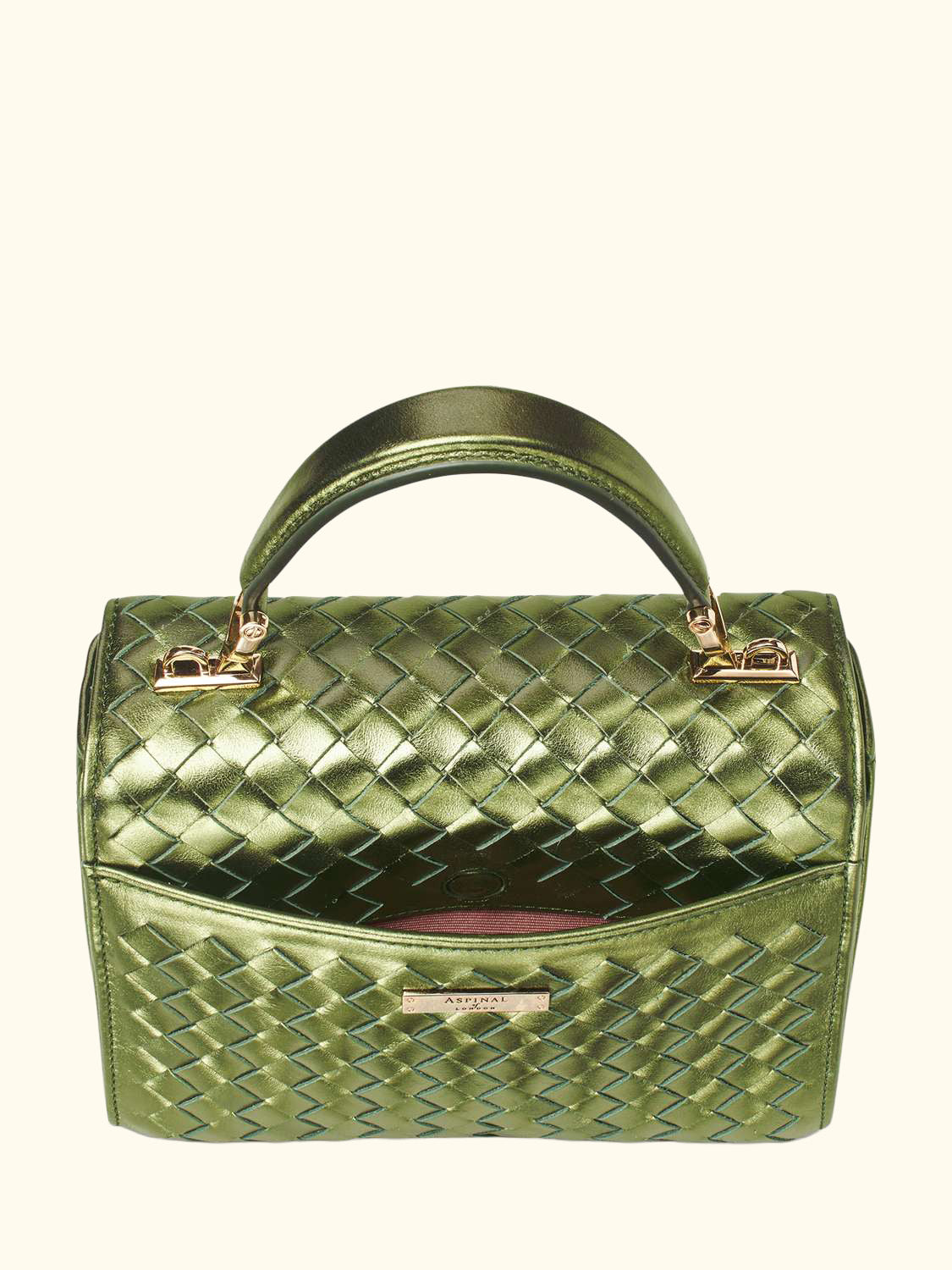 Mayfair Woven Metallic Leather Midi Top Handle Bag