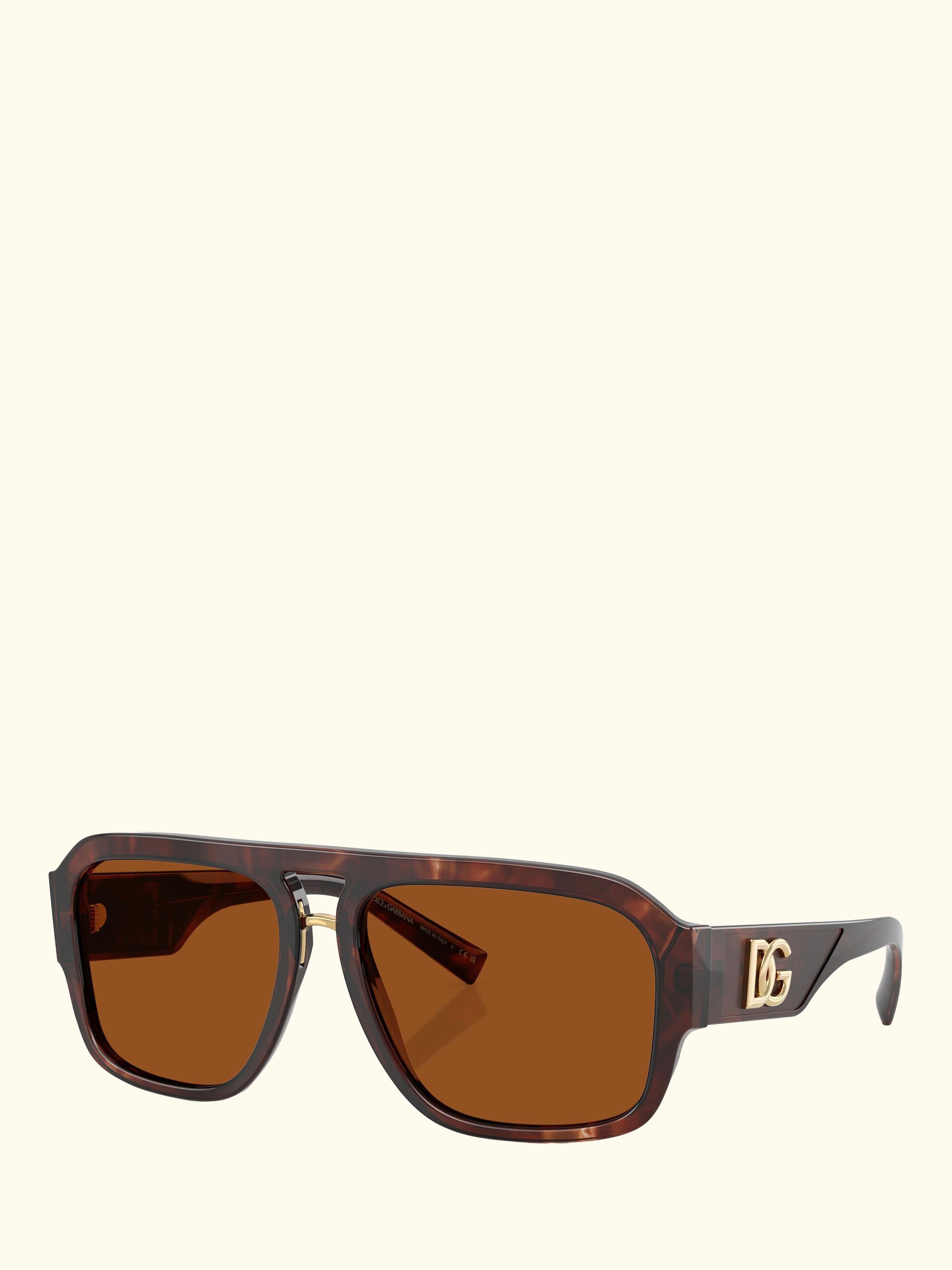 DG4403 Men's Rectangular Sunglasses, Dark Red Brown/Brown