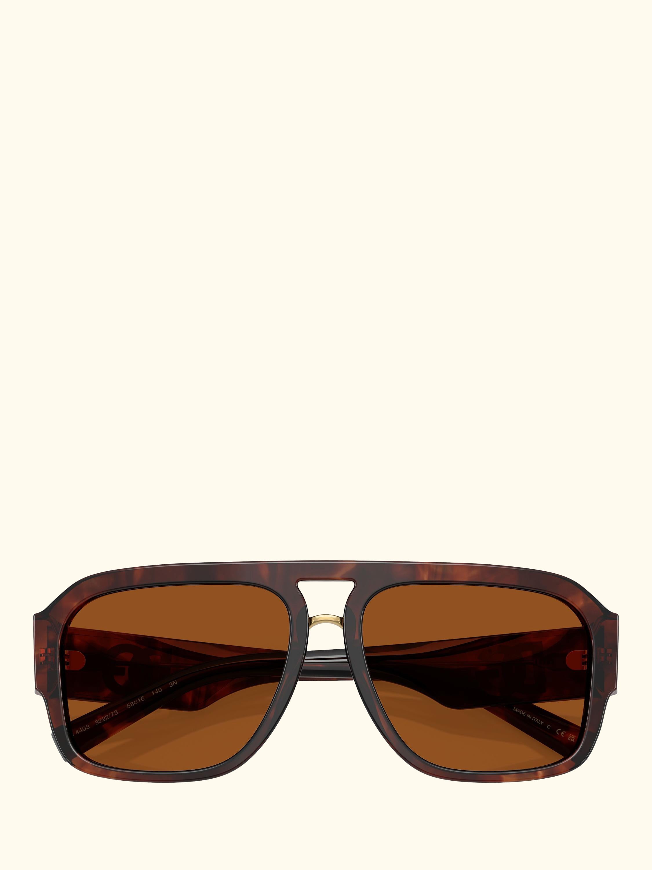 DG4403 Men's Rectangular Sunglasses, Dark Red Brown/Brown