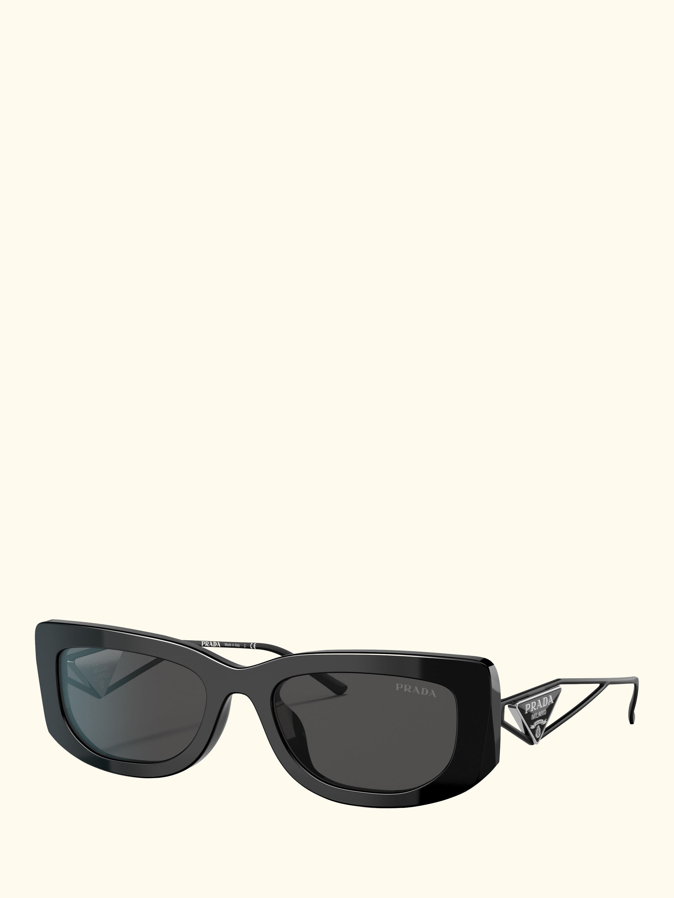 PR14YS Women's Rectangular Sunglasses, Black
