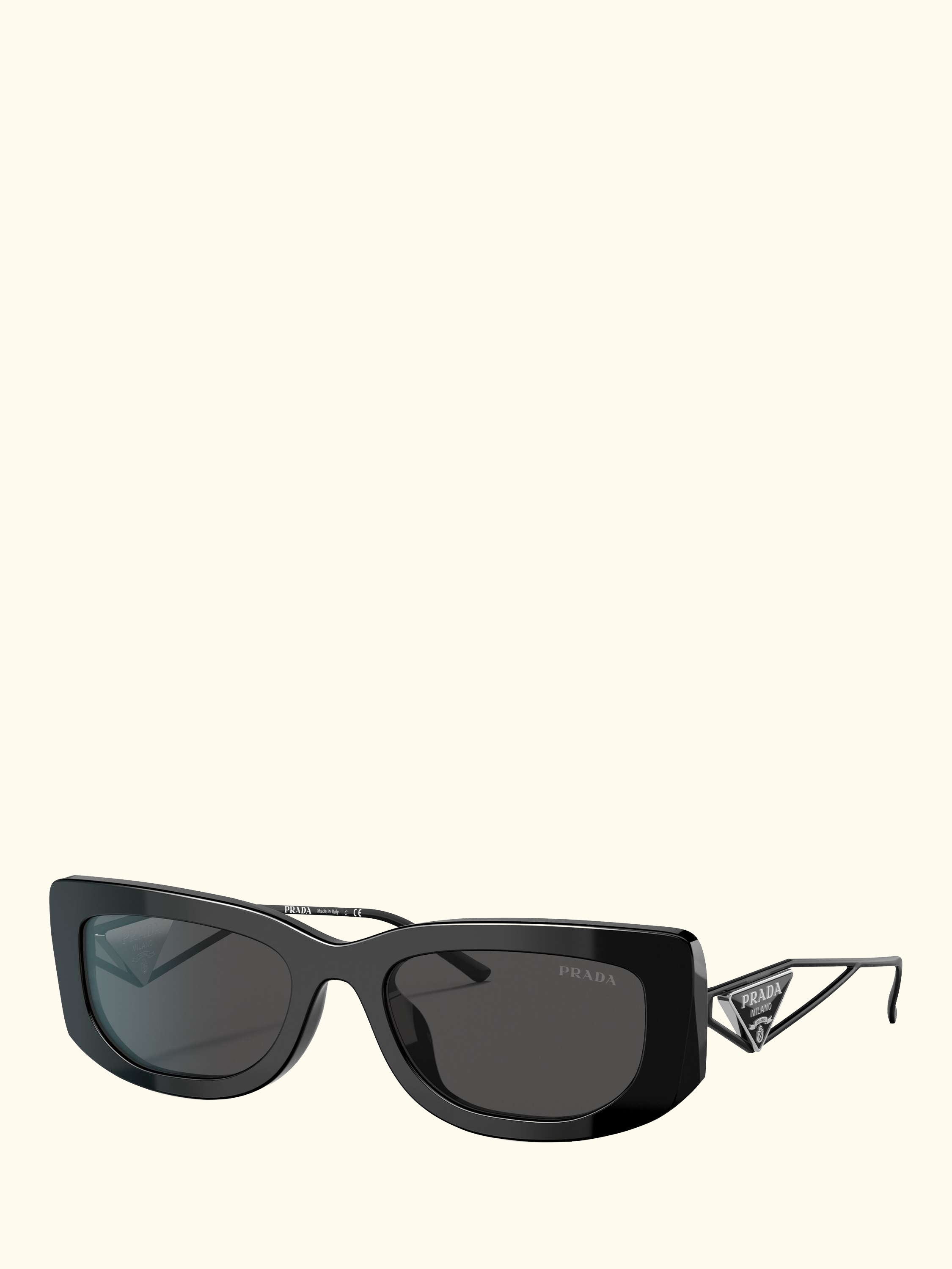 PR14YS Women's Rectangular Sunglasses, Black