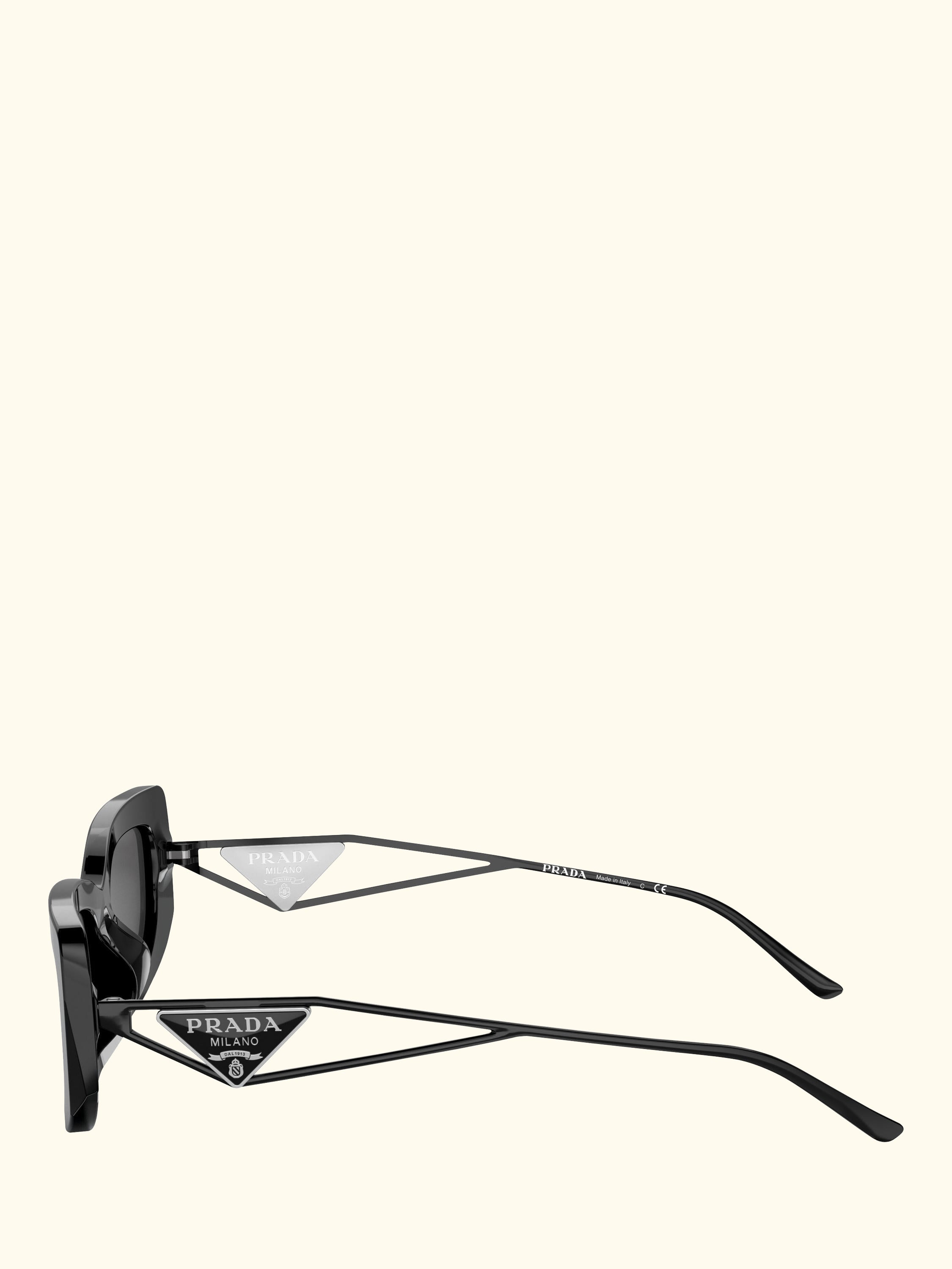 PR14YS Women's Rectangular Sunglasses, Black