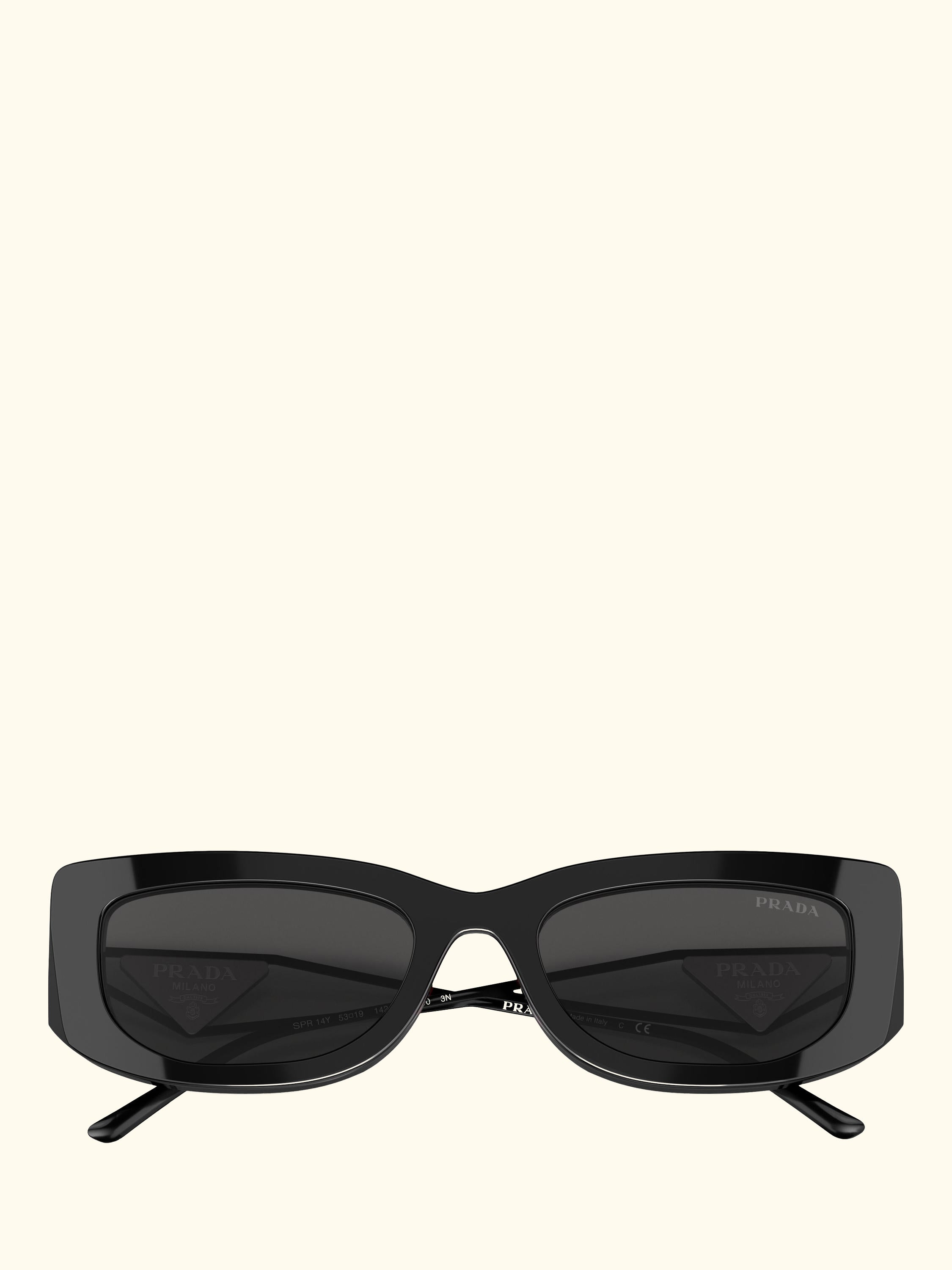 PR14YS Women's Rectangular Sunglasses, Black