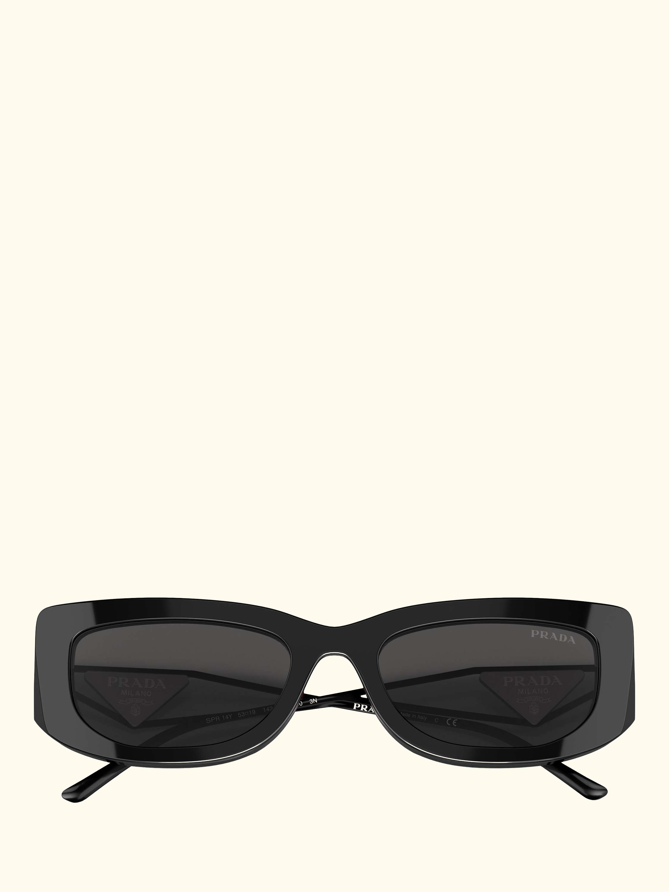 PR14YS Women's Rectangular Sunglasses, Black