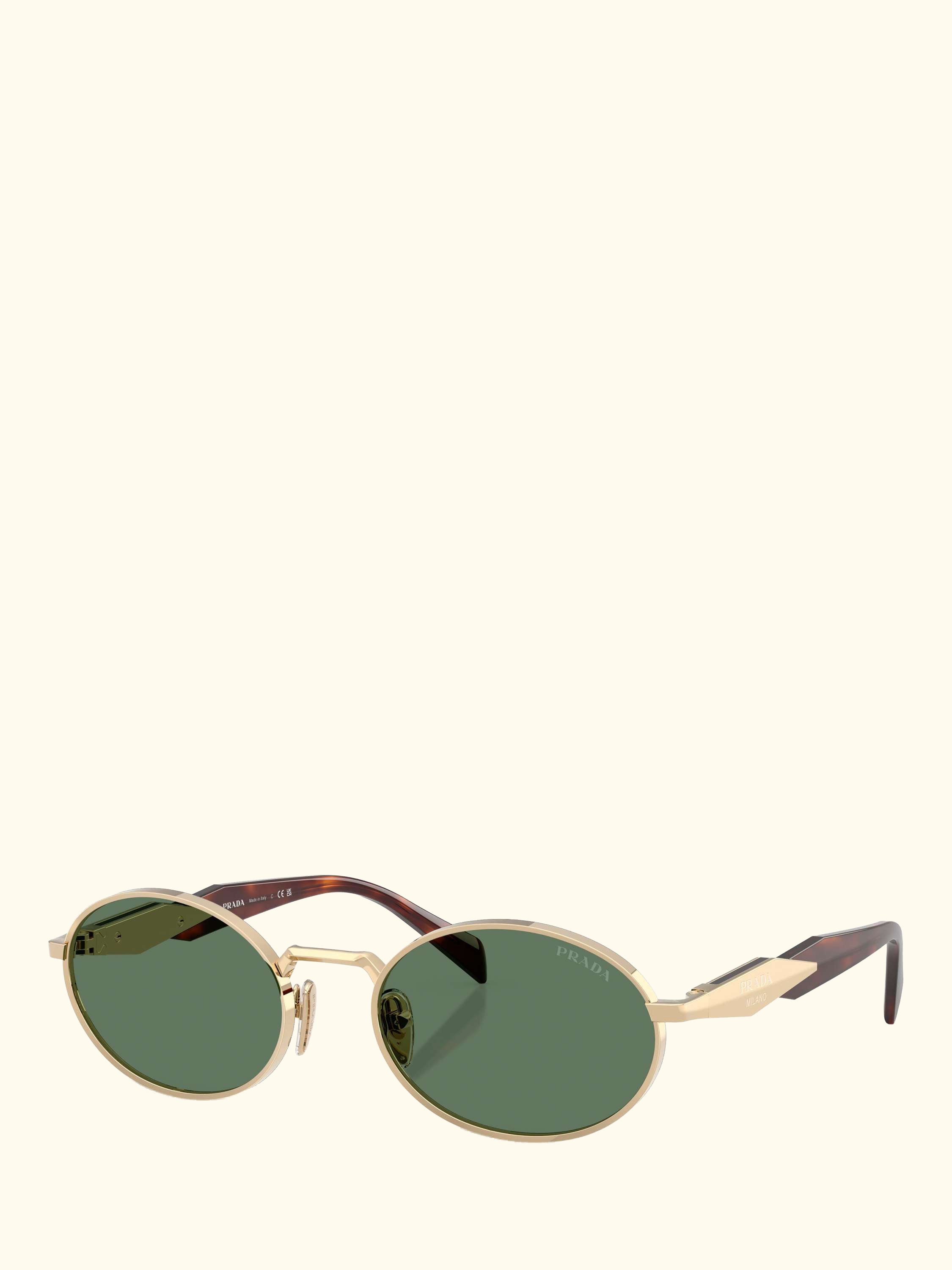 PR65ZS Women's Oval Sunglasses, Pale Gold/Green