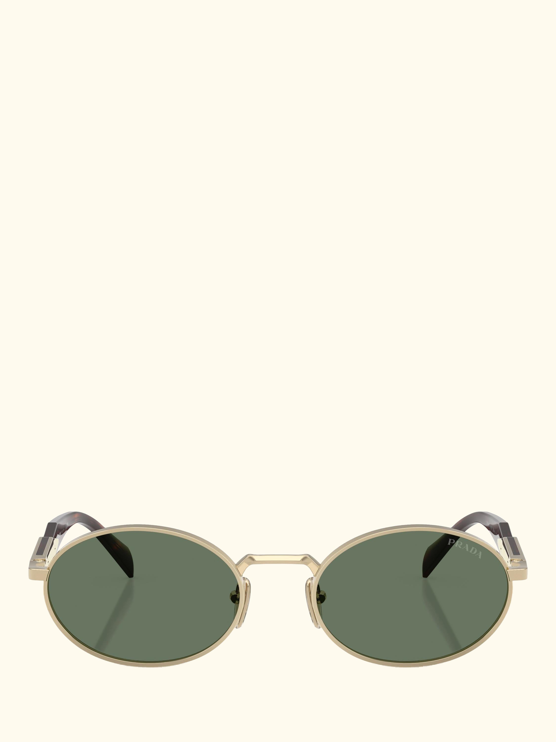 PR65ZS Women's Oval Sunglasses, Pale Gold/Green