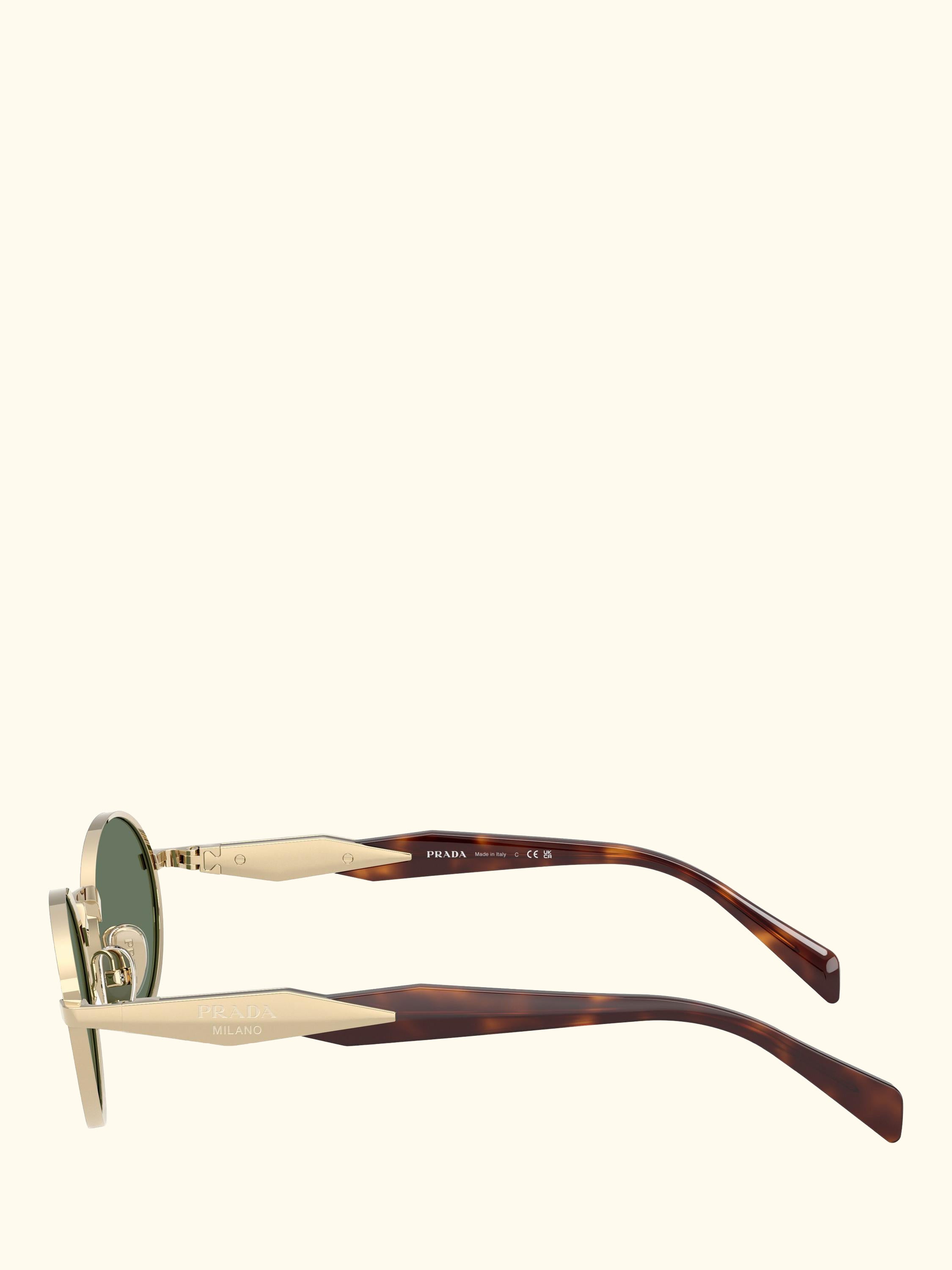 PR65ZS Women's Oval Sunglasses, Pale Gold/Green