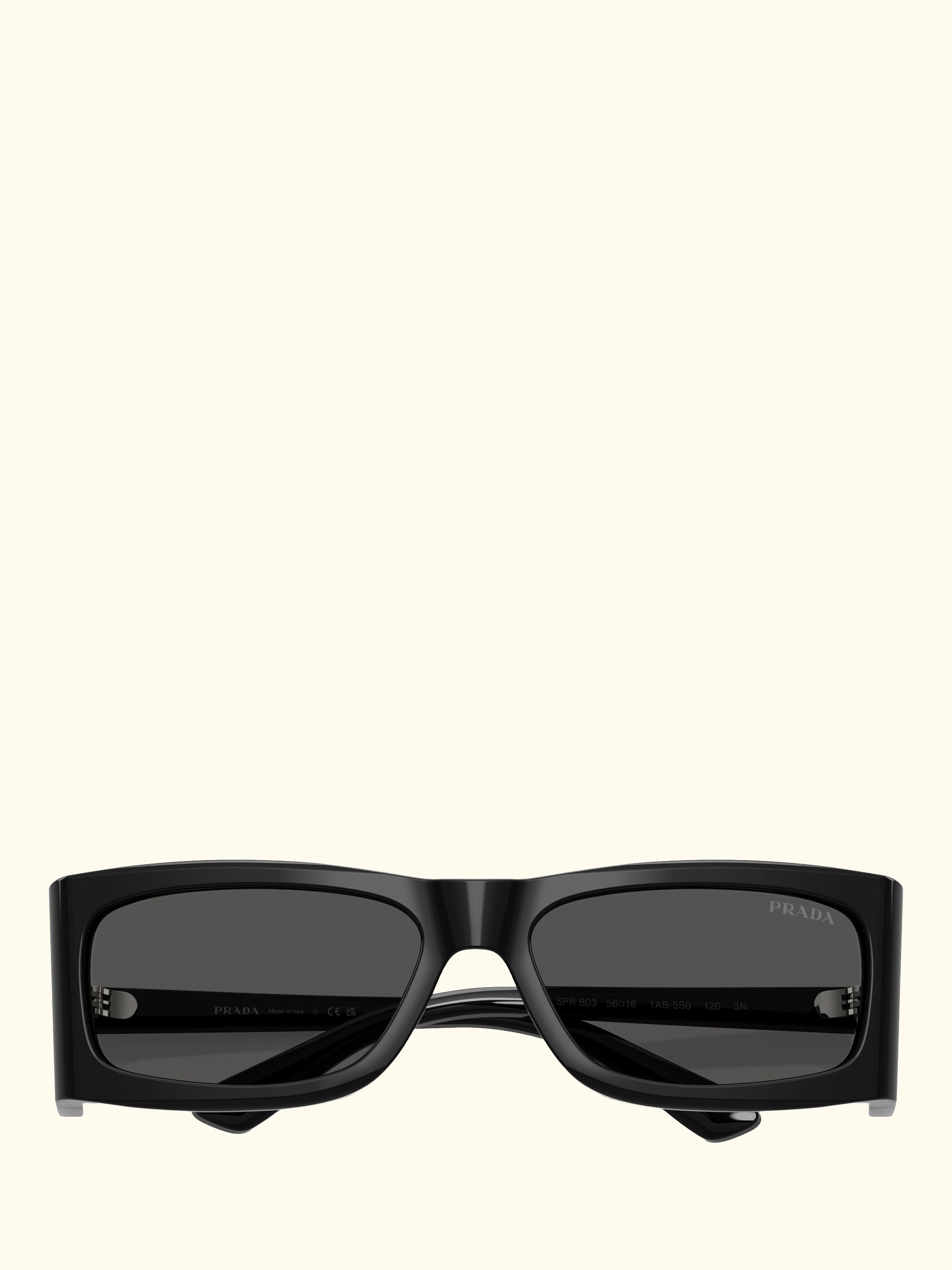 PR B03S Men's Rectangular Sunglasses, Black