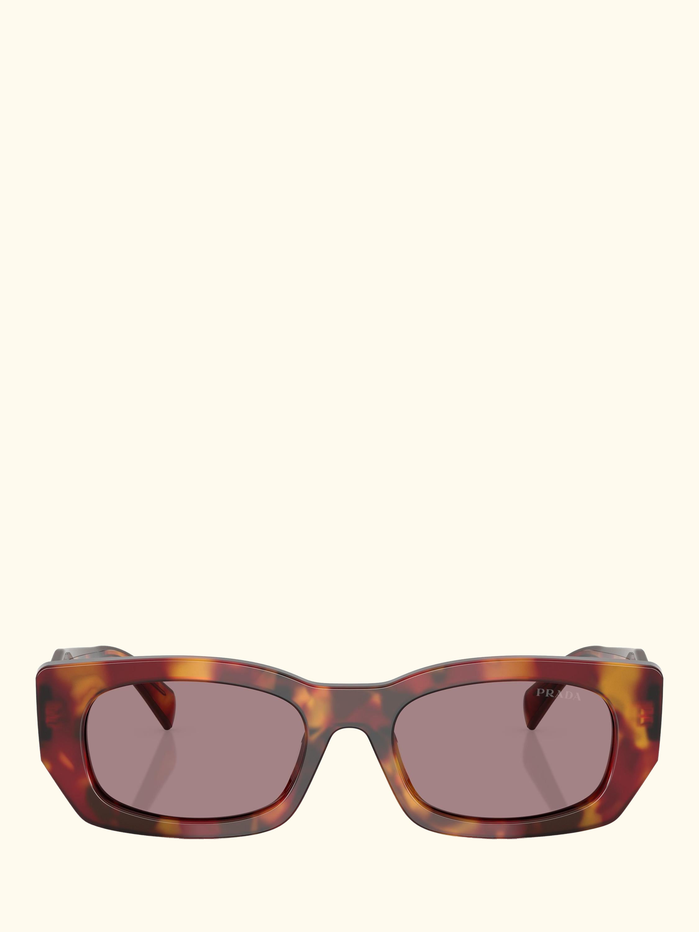 PR B05S Women's Rectangular Sunglasses, Poppy Tortoise/Brown