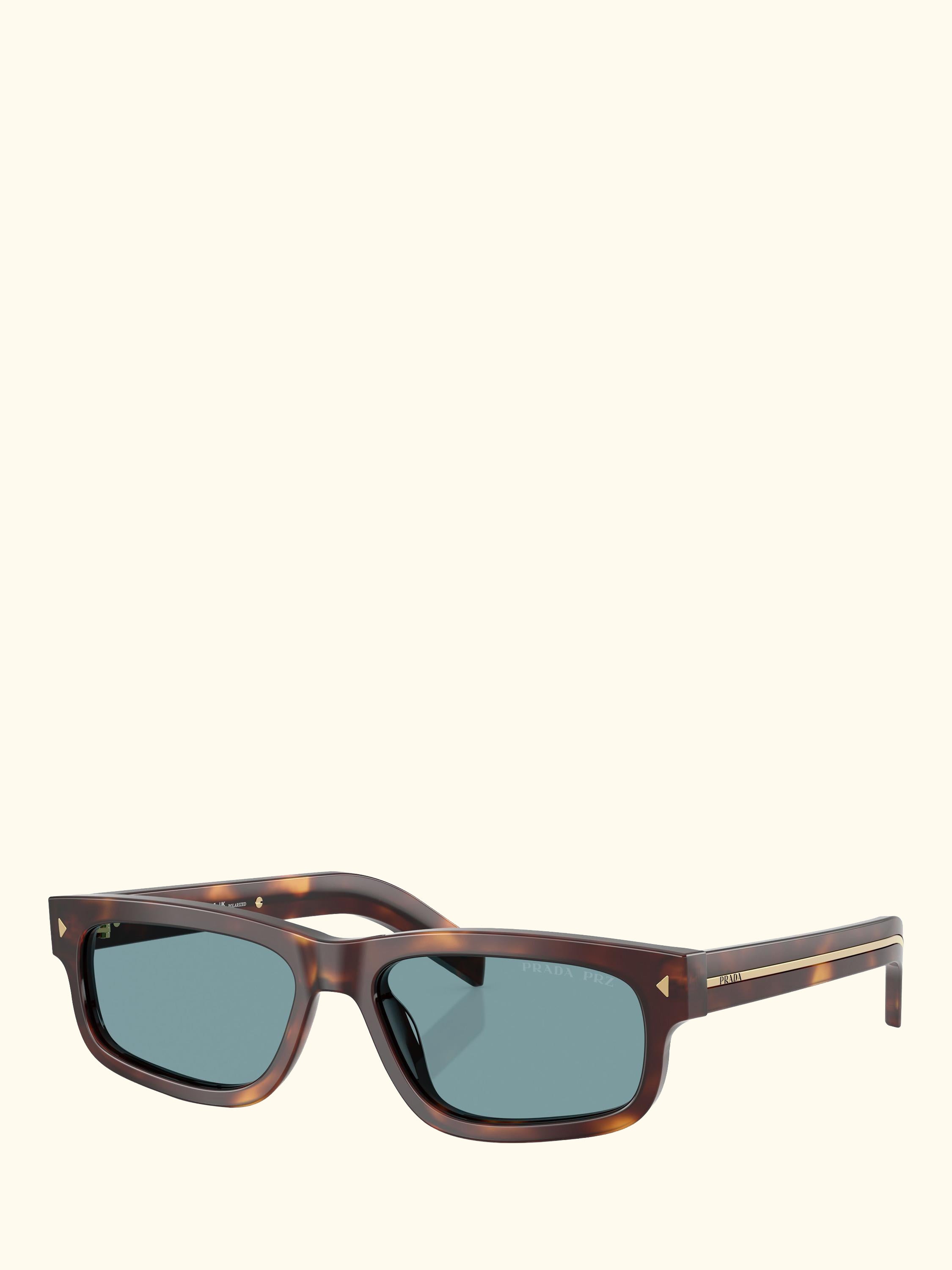 PR B11S Men's Polarised Rectangular Sunglasses, Classic Tortoise/Blue